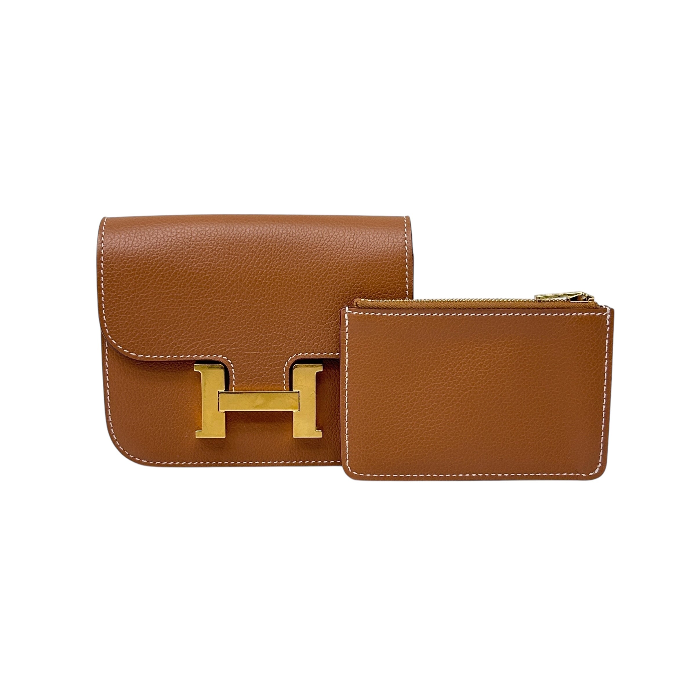 Gold Constance Slim Compact Wallet w/GHW