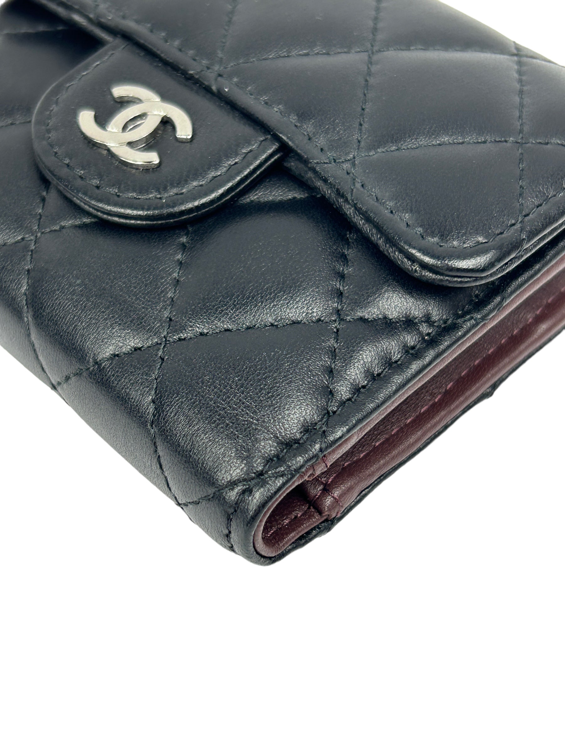 Black Quilted Lambskin Wallet w/SHW