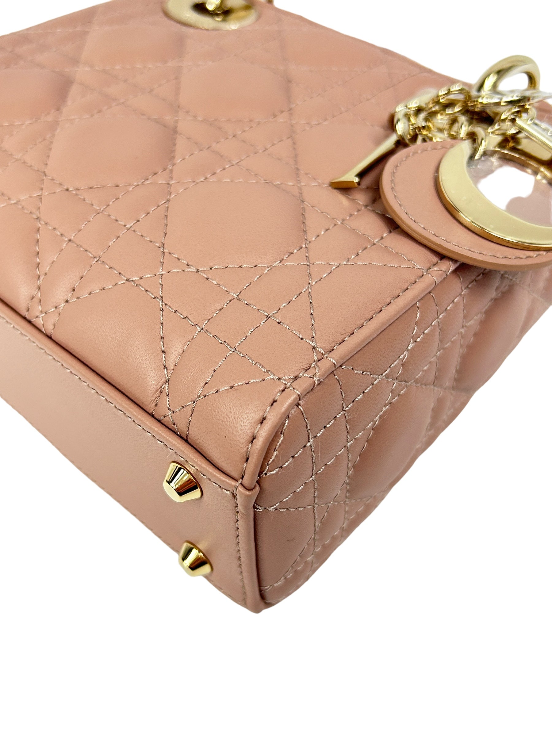 Mini Rose Des Vents Cannage Lambskin Lady Dior W/GHW