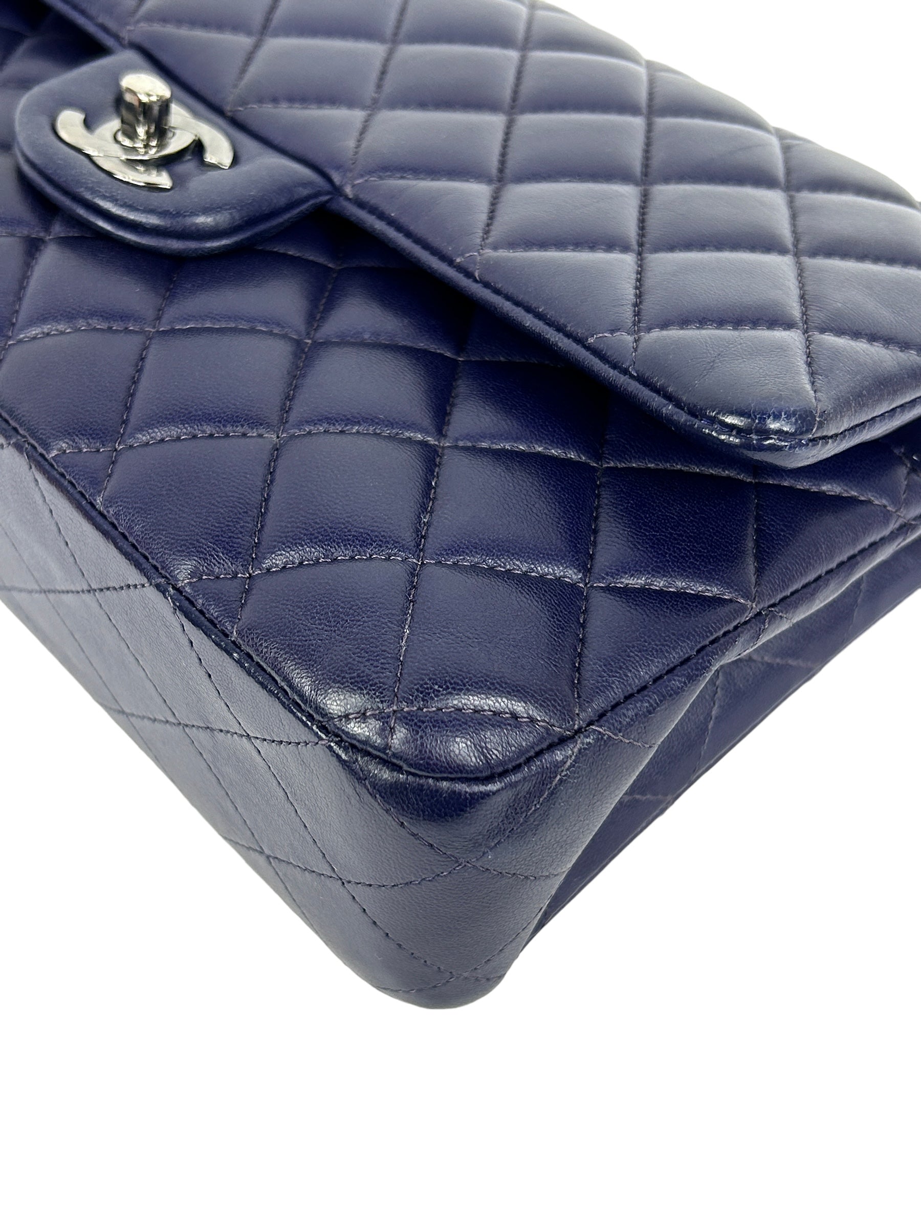 Purple Quilted Lambskin Medium Double Flap w/SHW