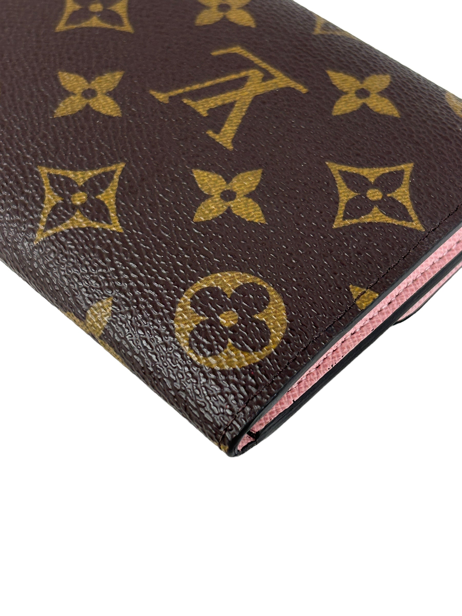 Monogram Coated Canvas Rose Ballerina Leather Emilie Long Snap Wallet