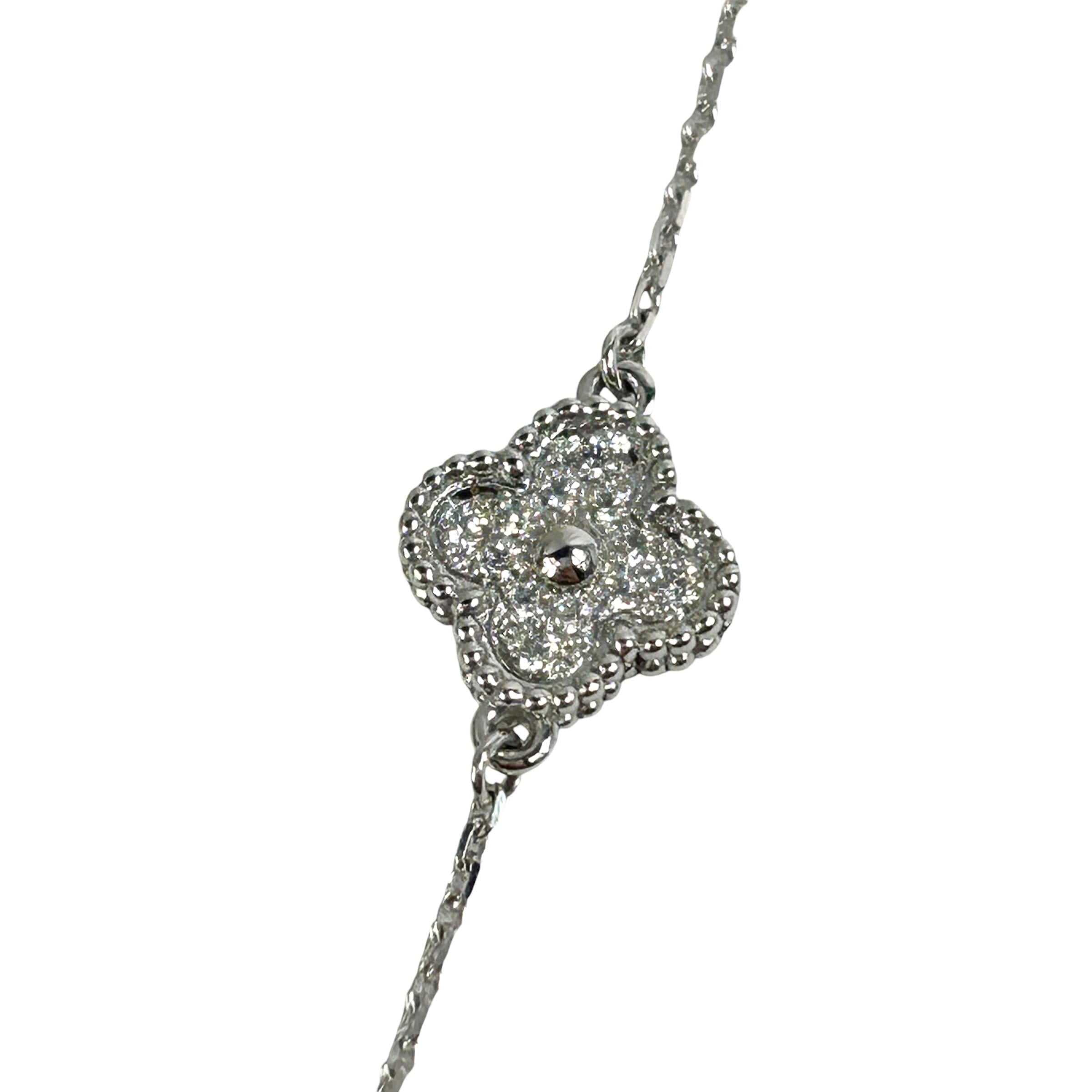 Sweet Alhambra 18K White Gold Motif Diamond Bracelet