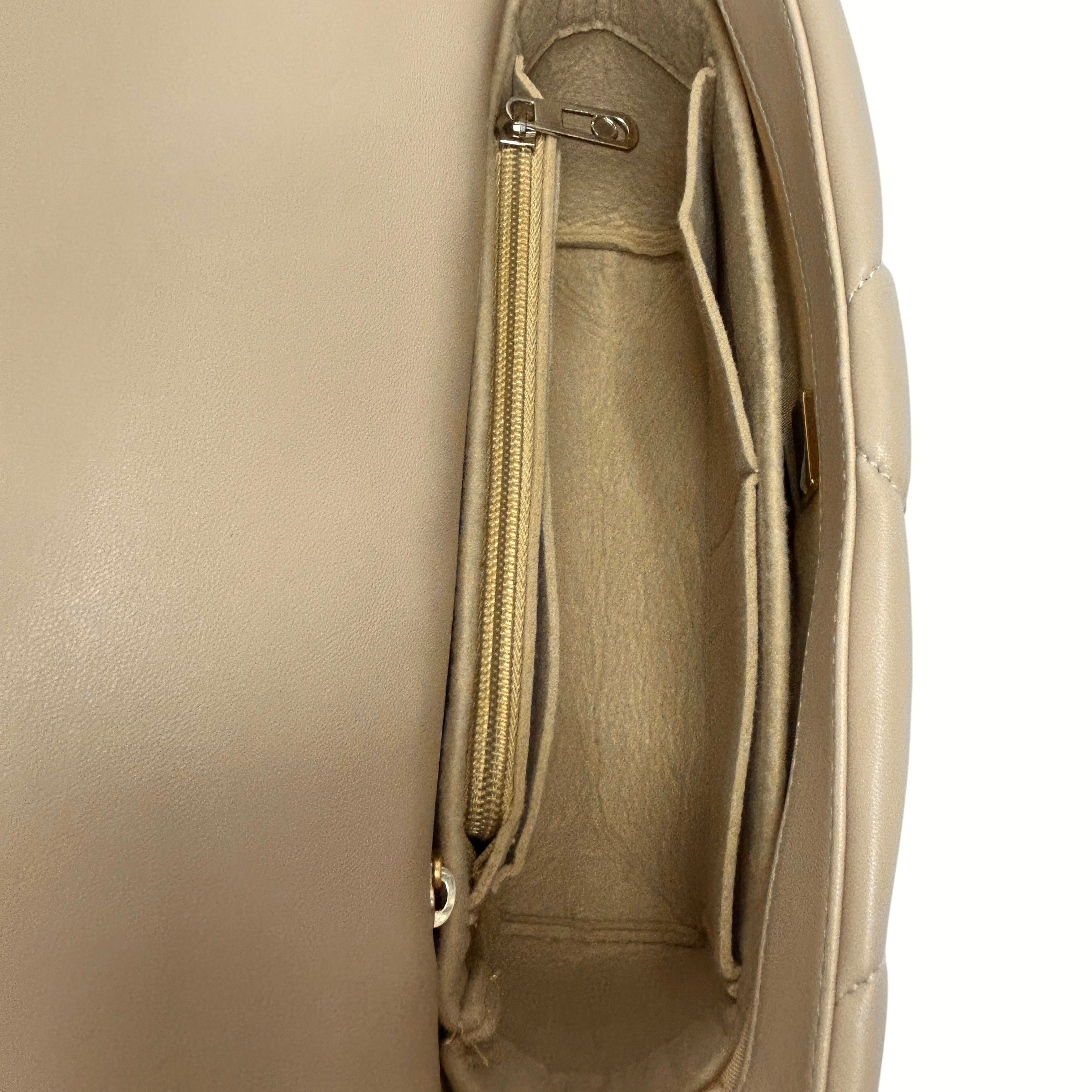 Beige Quilted Small 19 Flap w/ Mixed HW