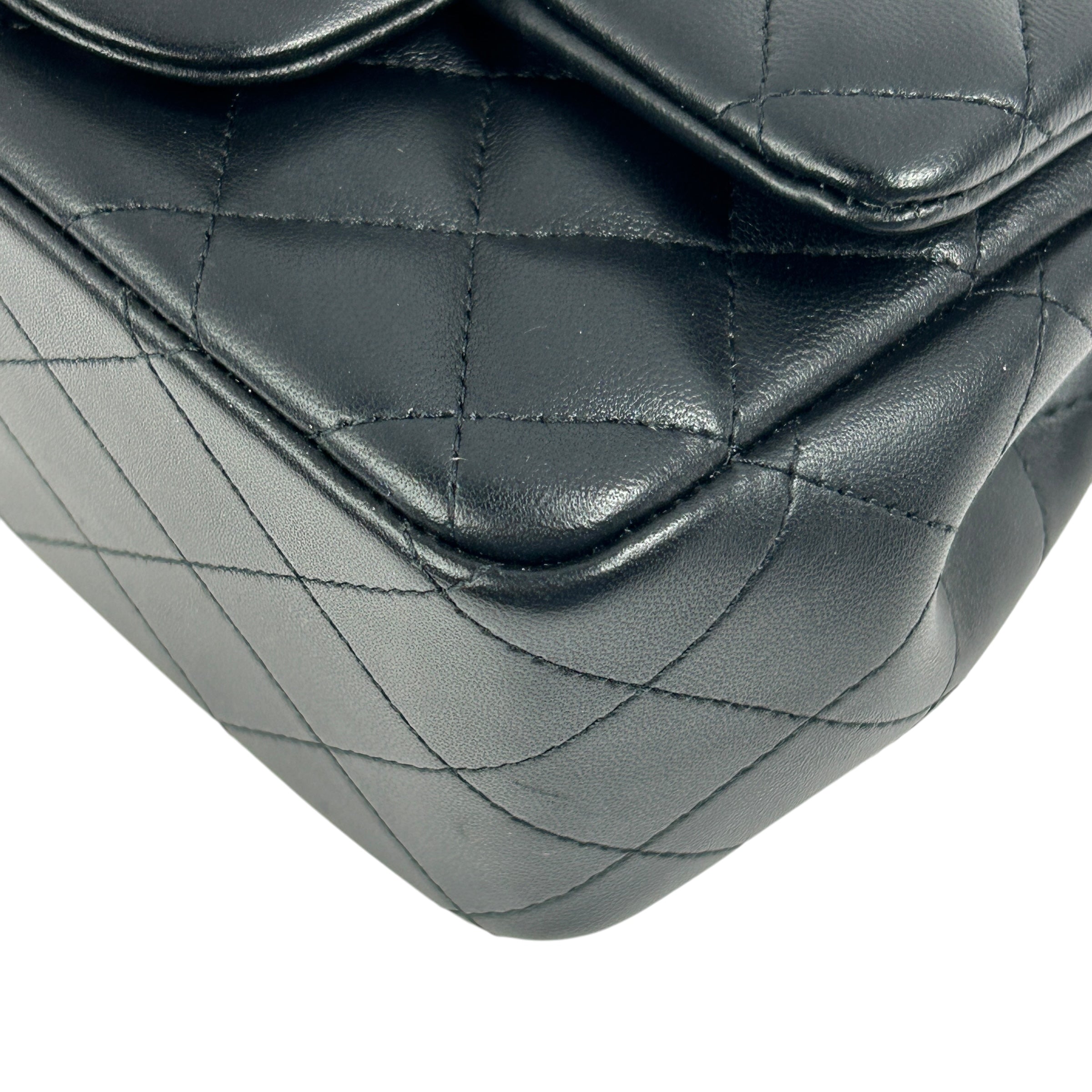 Black Quilted Lambskin Leather Classic Square Mini Flap Bag