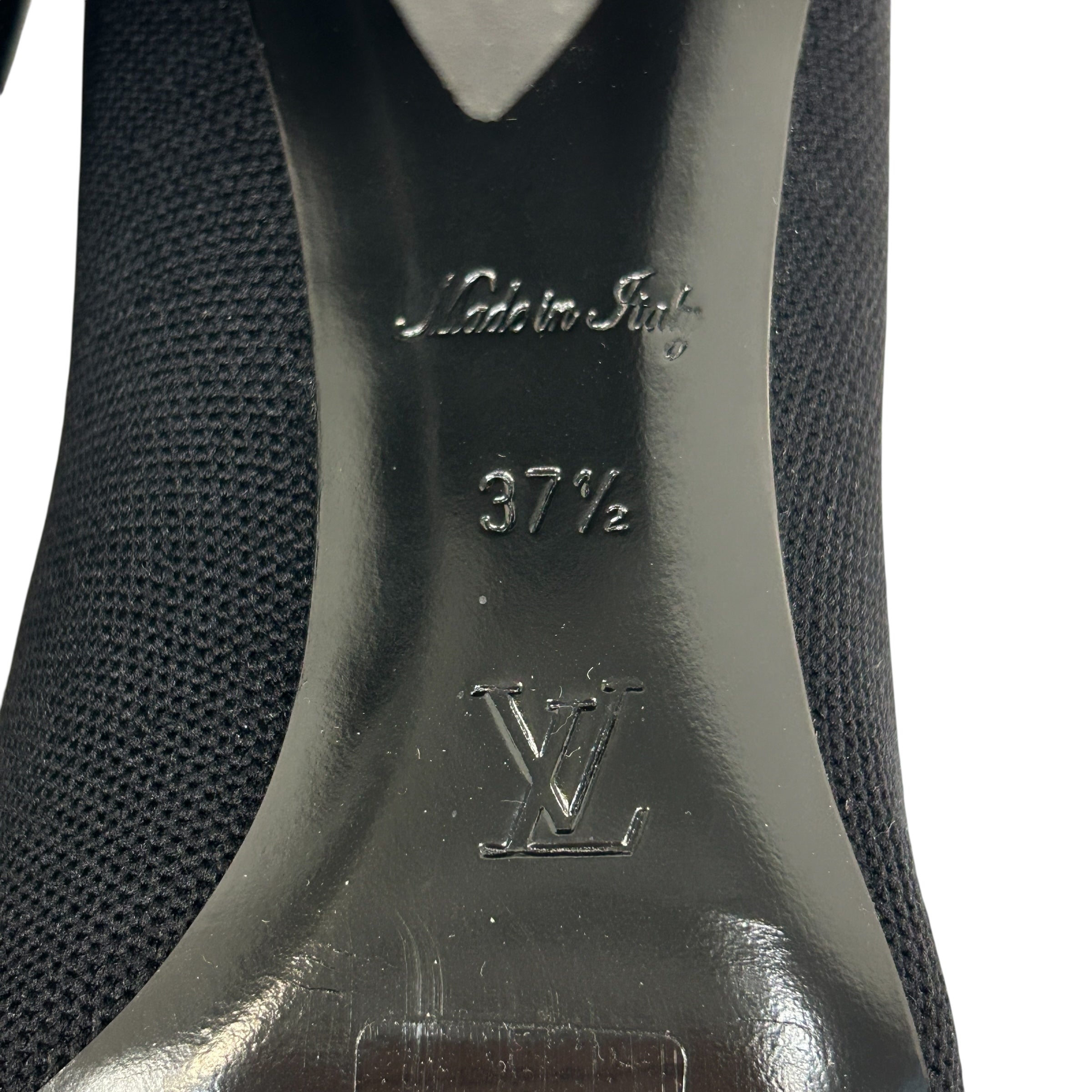 Black Silouette Ankle Boots w/Monogram Block Heel