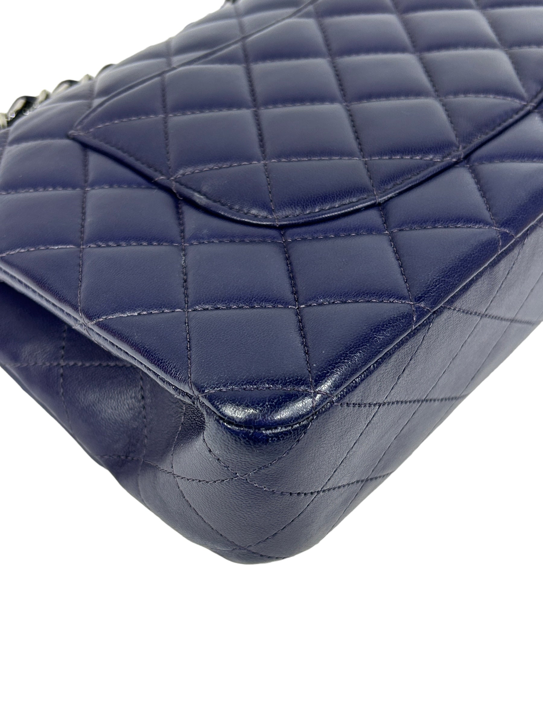 Purple Quilted Lambskin Medium Double Flap w/SHW