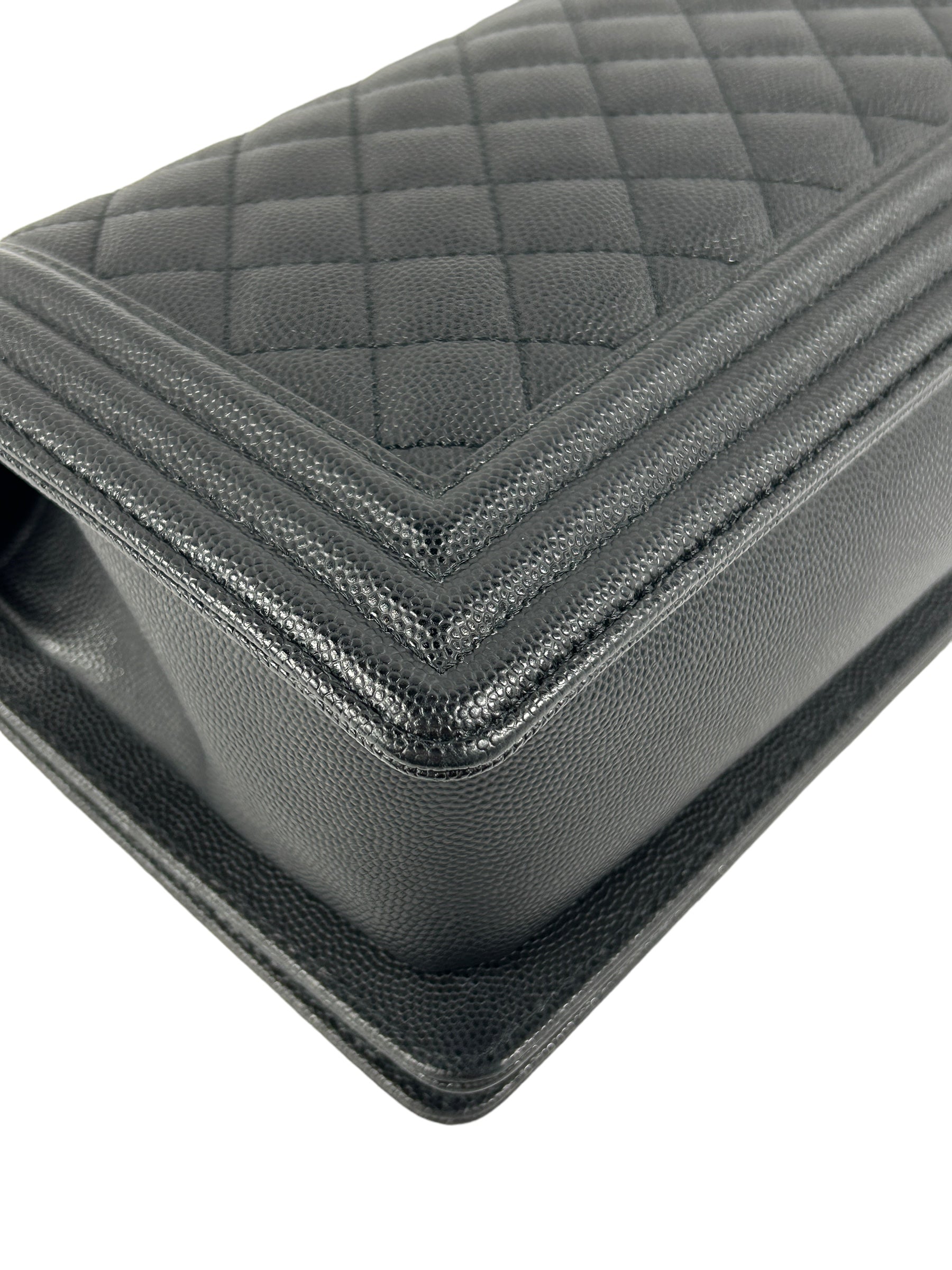 Black Caviar Quilted Old Medium Boy Bag W/RHW