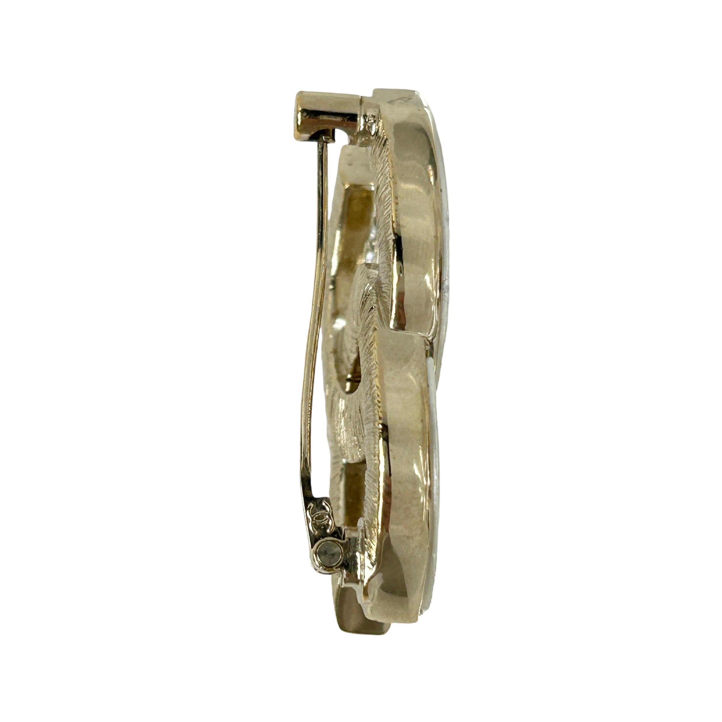 CC Light Gold w/ Accent Crystal and Enamel Small Brooch
