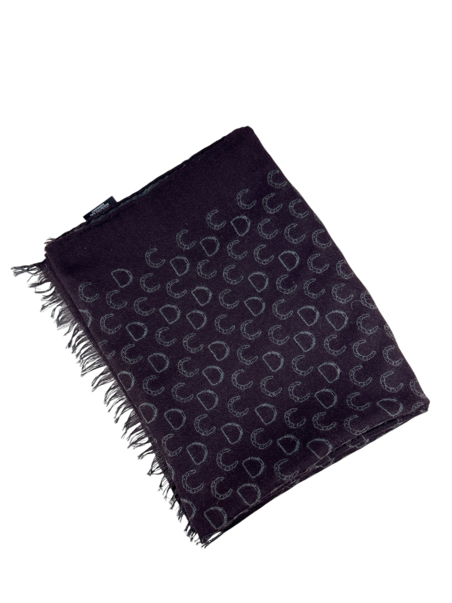 Grey/Burgundy Reversible Horse Shoe Pattern Cashmere/Silk Scarf