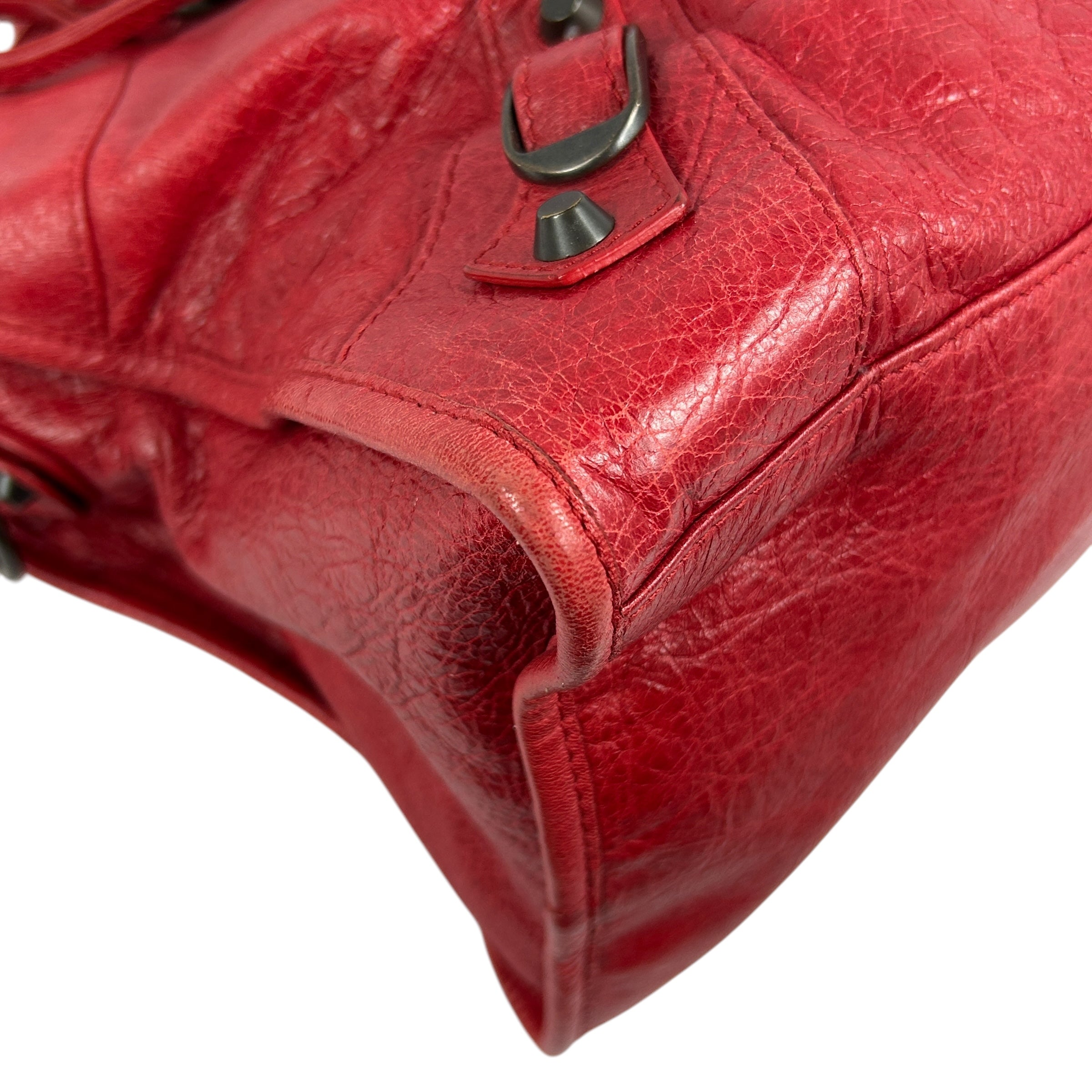 Red Lambskin Leather Motorcycle City Bag w/ABHW