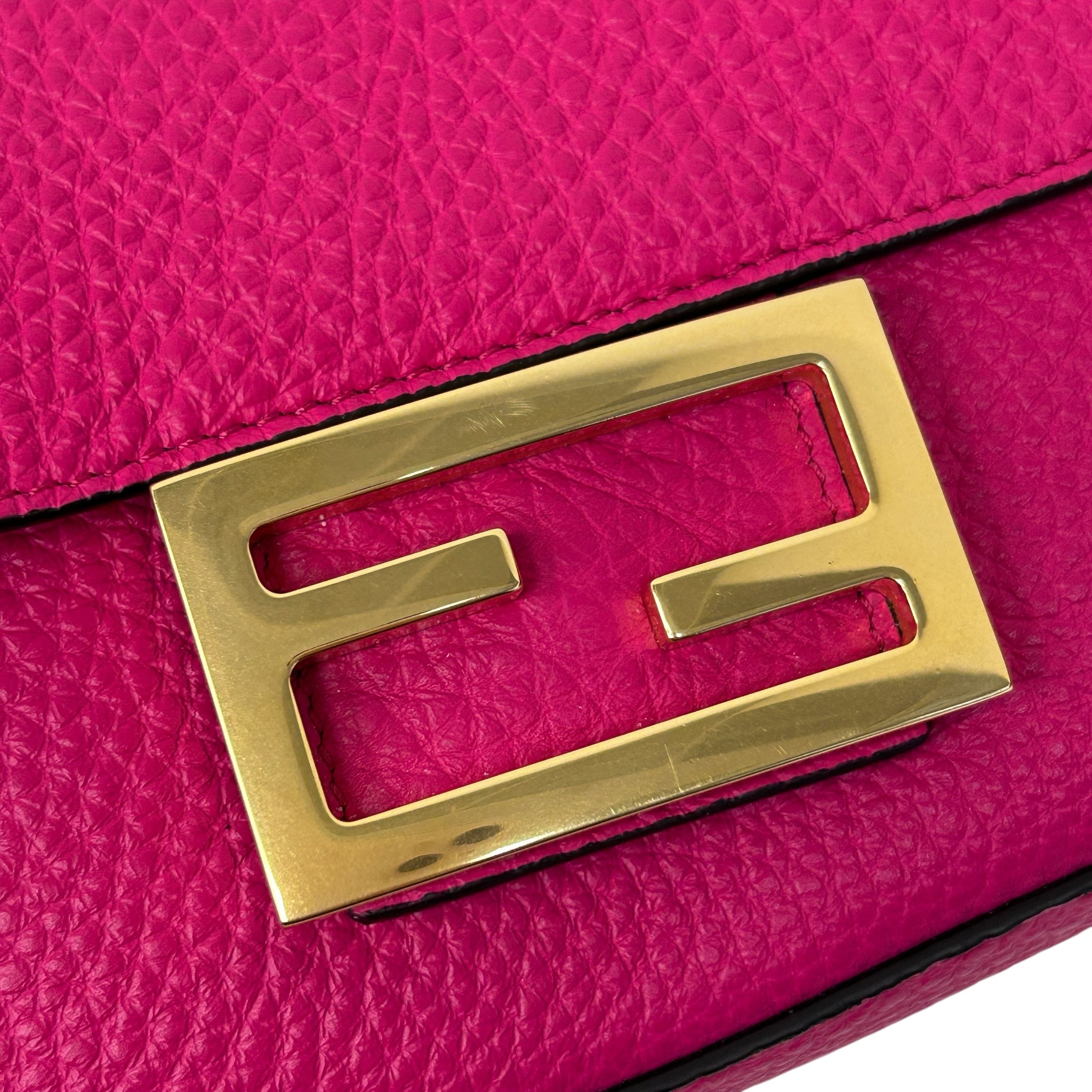 Fuchsia Leather Small Selleria Baguette Bag w/GHW