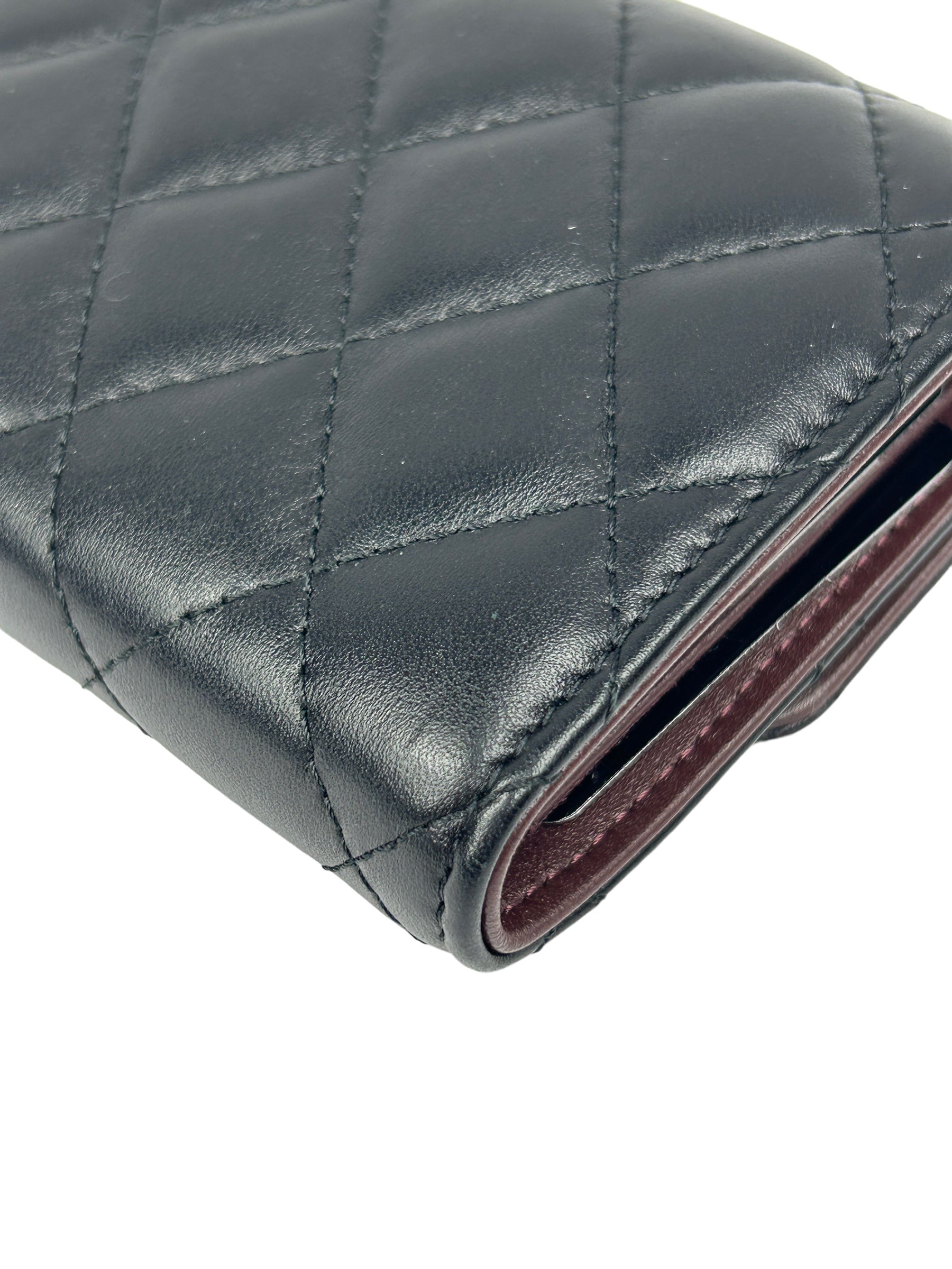 Black Quilted Lambskin Wallet w/SHW