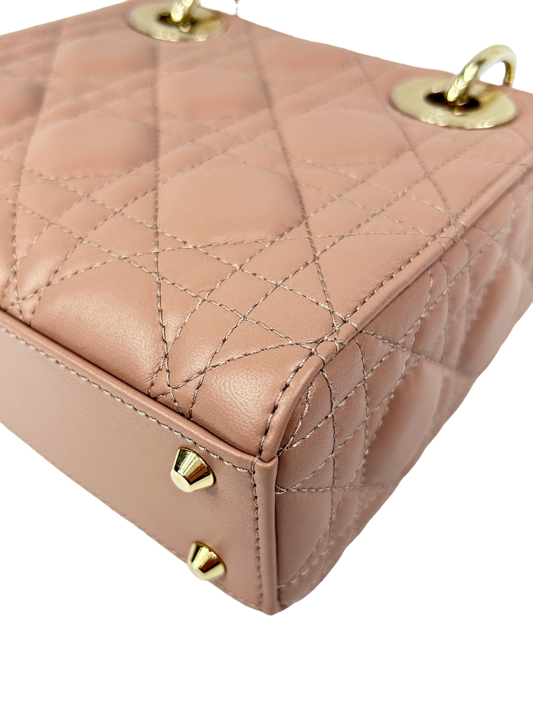Mini Rose Des Vents Cannage Lambskin Lady Dior W/GHW