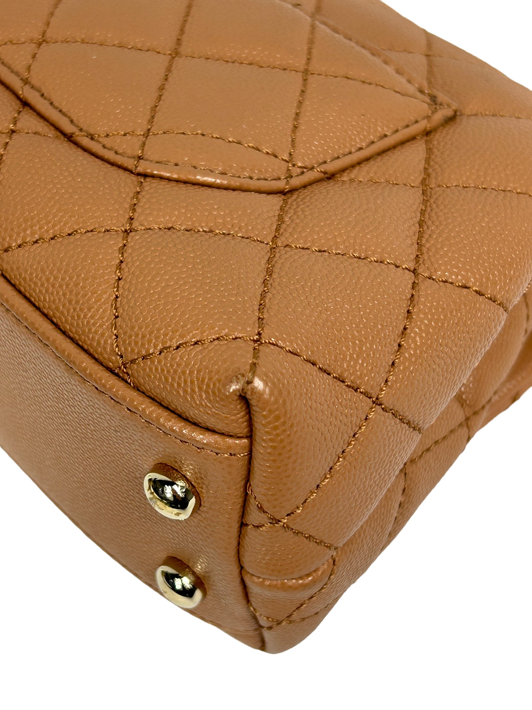 Caviar Camel Quilted Extra Mini Coco Handle w/LGHW