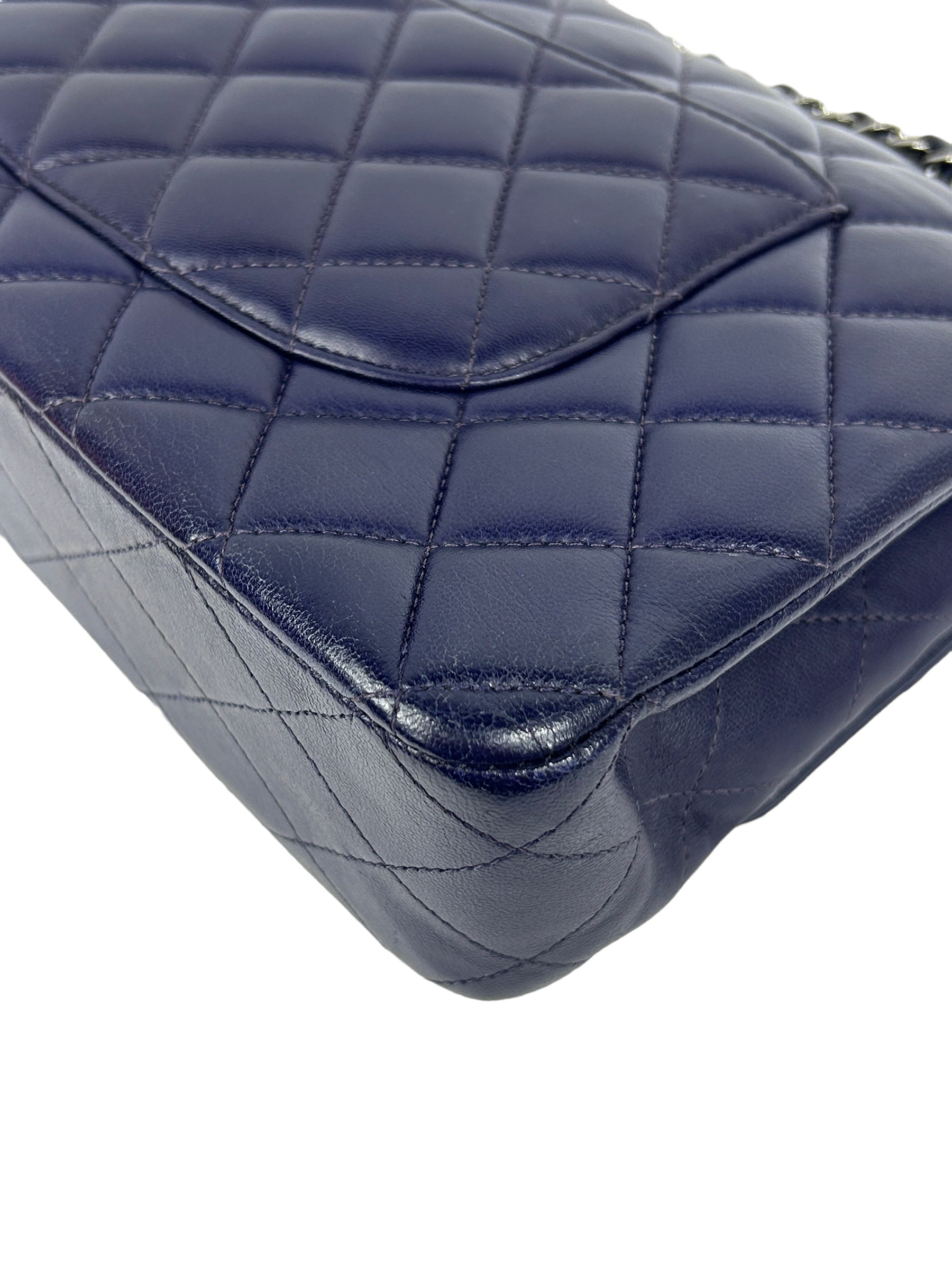 Purple Quilted Lambskin Medium Double Flap w/SHW