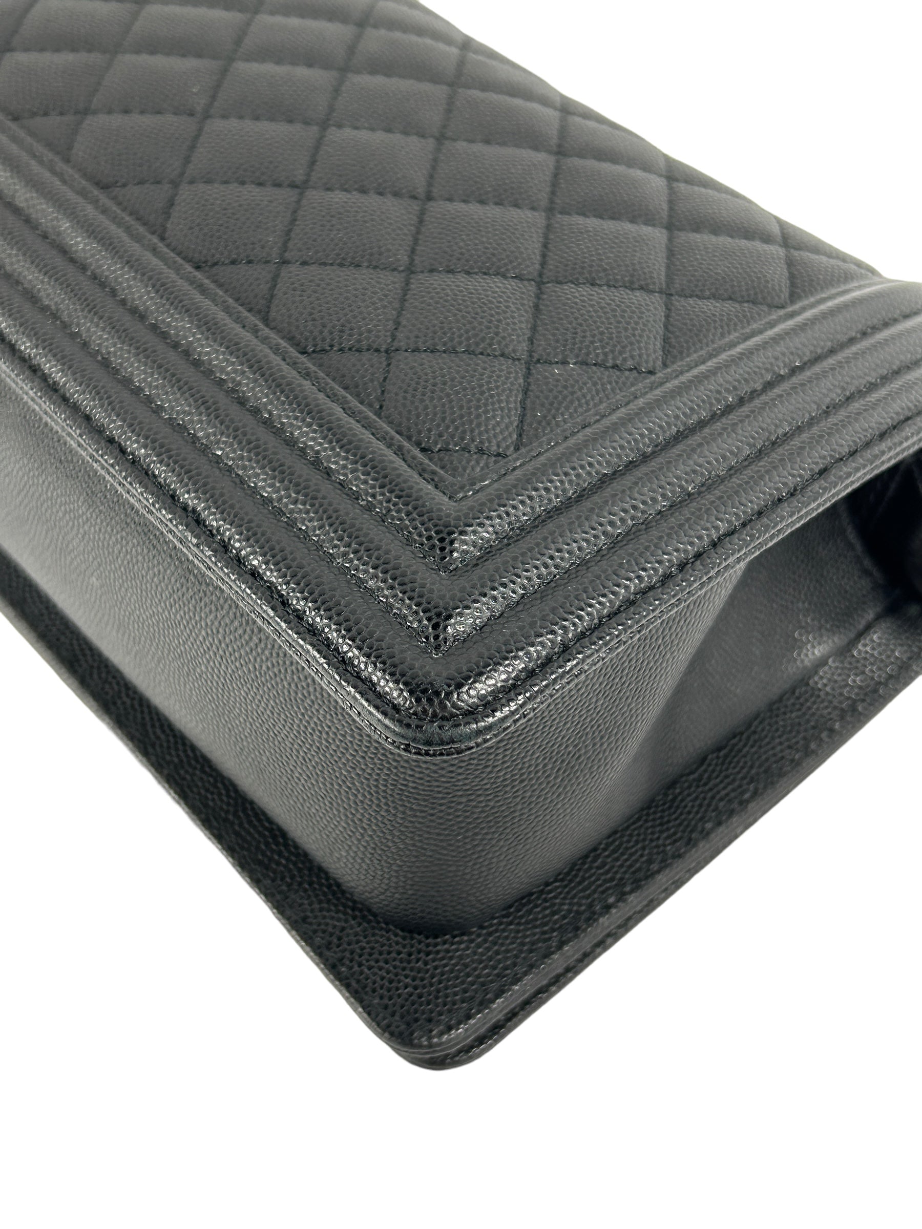 Black Caviar Quilted Old Medium Boy Bag W/RHW