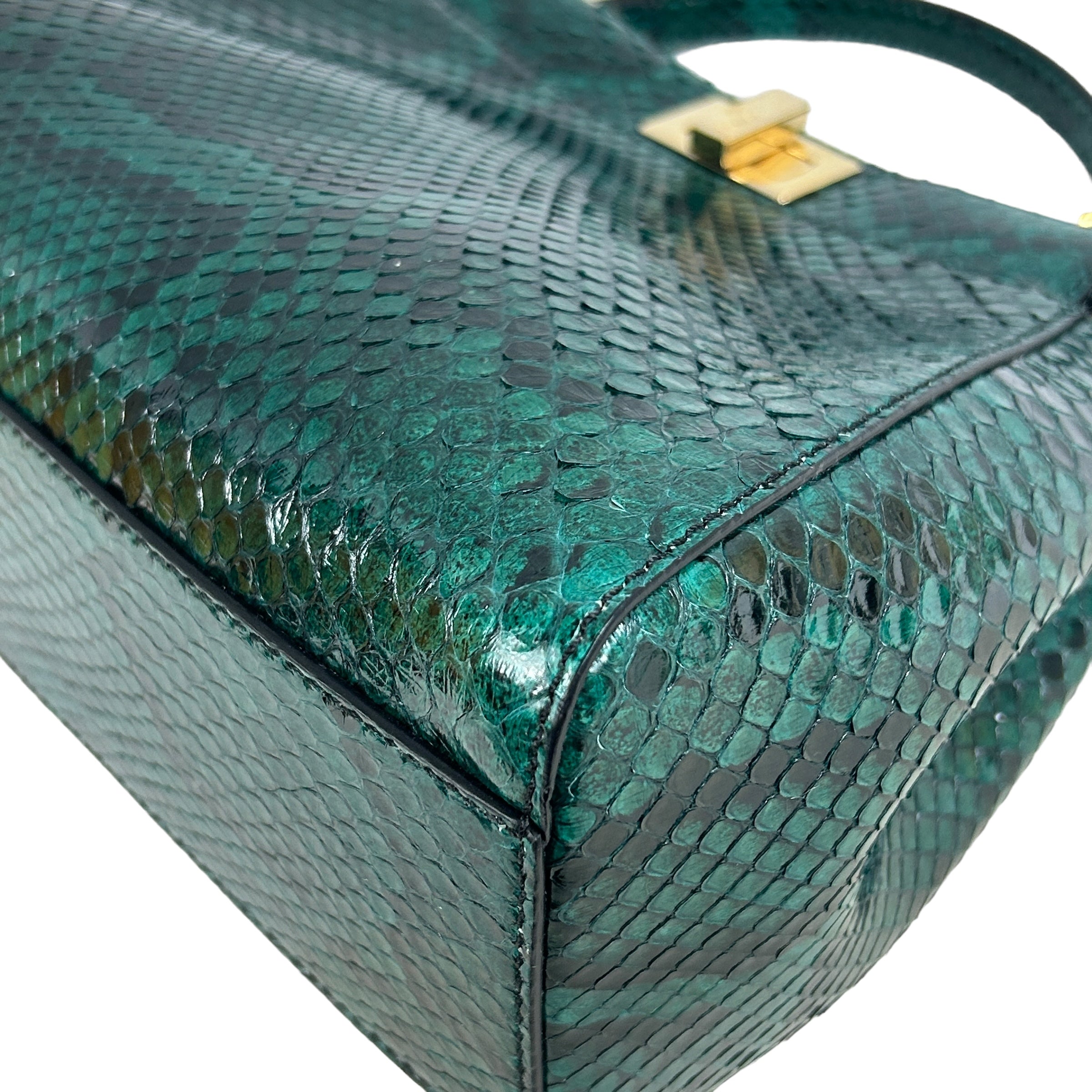 Emerald Green Python Mini Peekaboo Crossbody Bag w/GHW