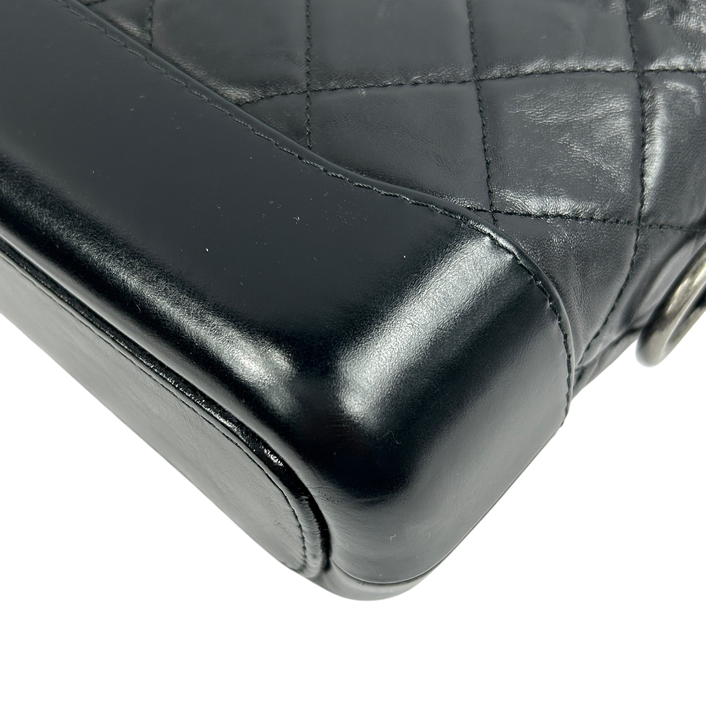 Black Aged Quilted Calfskin Leather Medium Gabrielle Hobo Bag w/AGHW/RHW/SHW/GHW