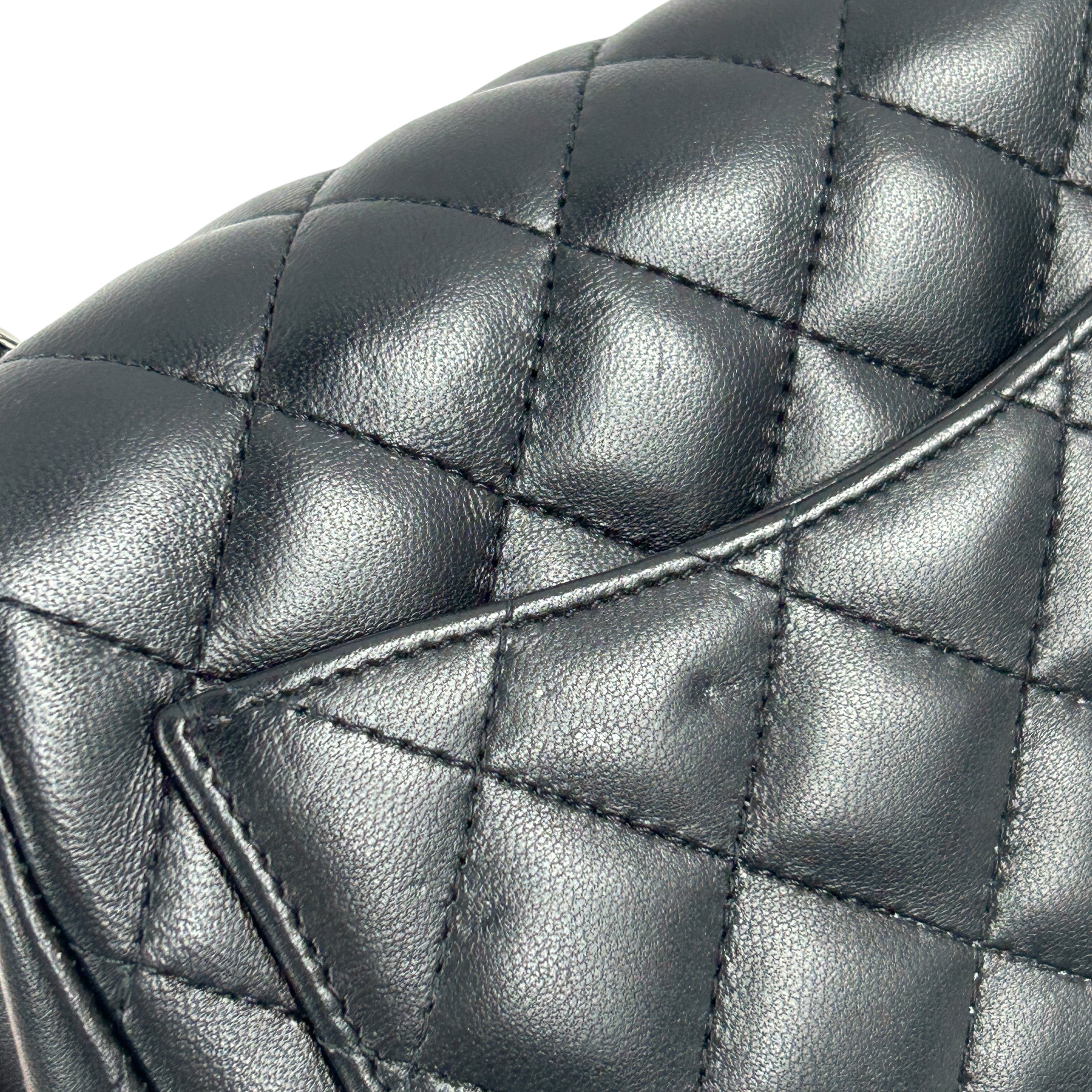 Black Quilted Lambskin Leather Classic Square Mini Flap Bag
