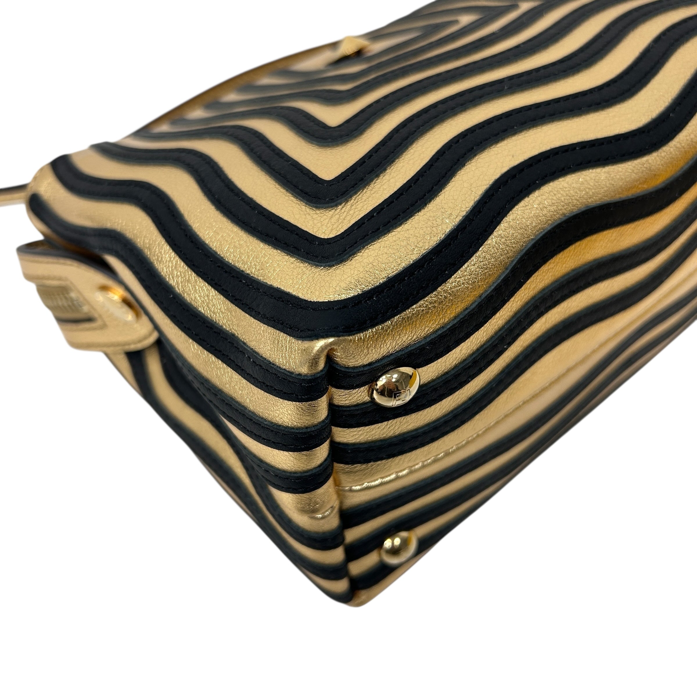 Gold Metallic Leather Hypnotic Dotcom Small Two-way Bag w/GHW