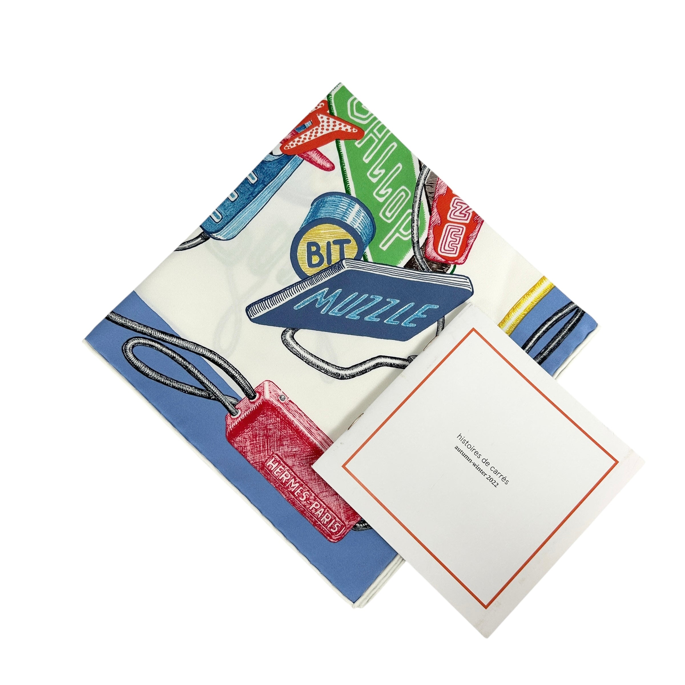 Blue/Lavendar/White Chevaloscope Square Silk Scaf