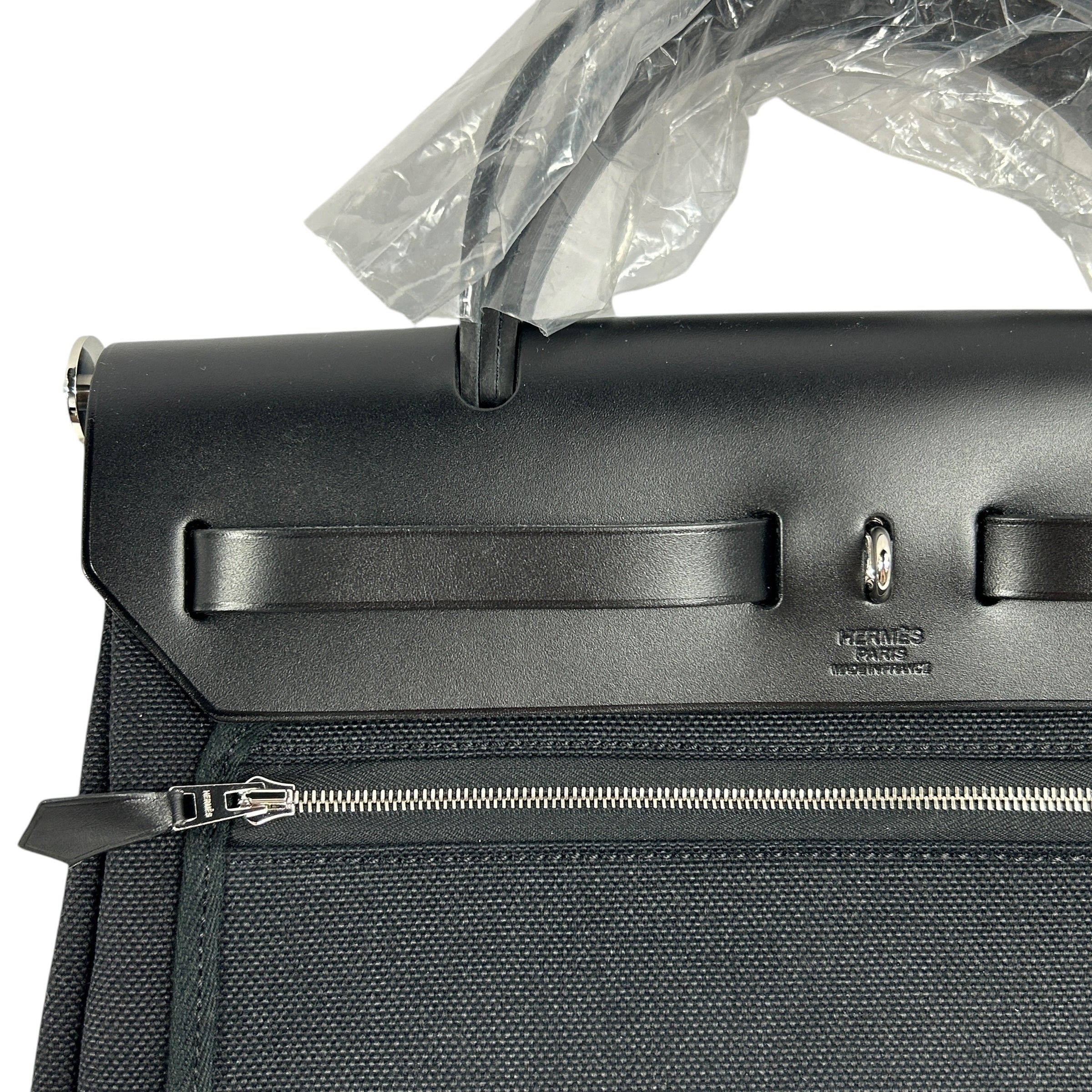 Black Canvas Leather Herbag Zip 31 w/PHW