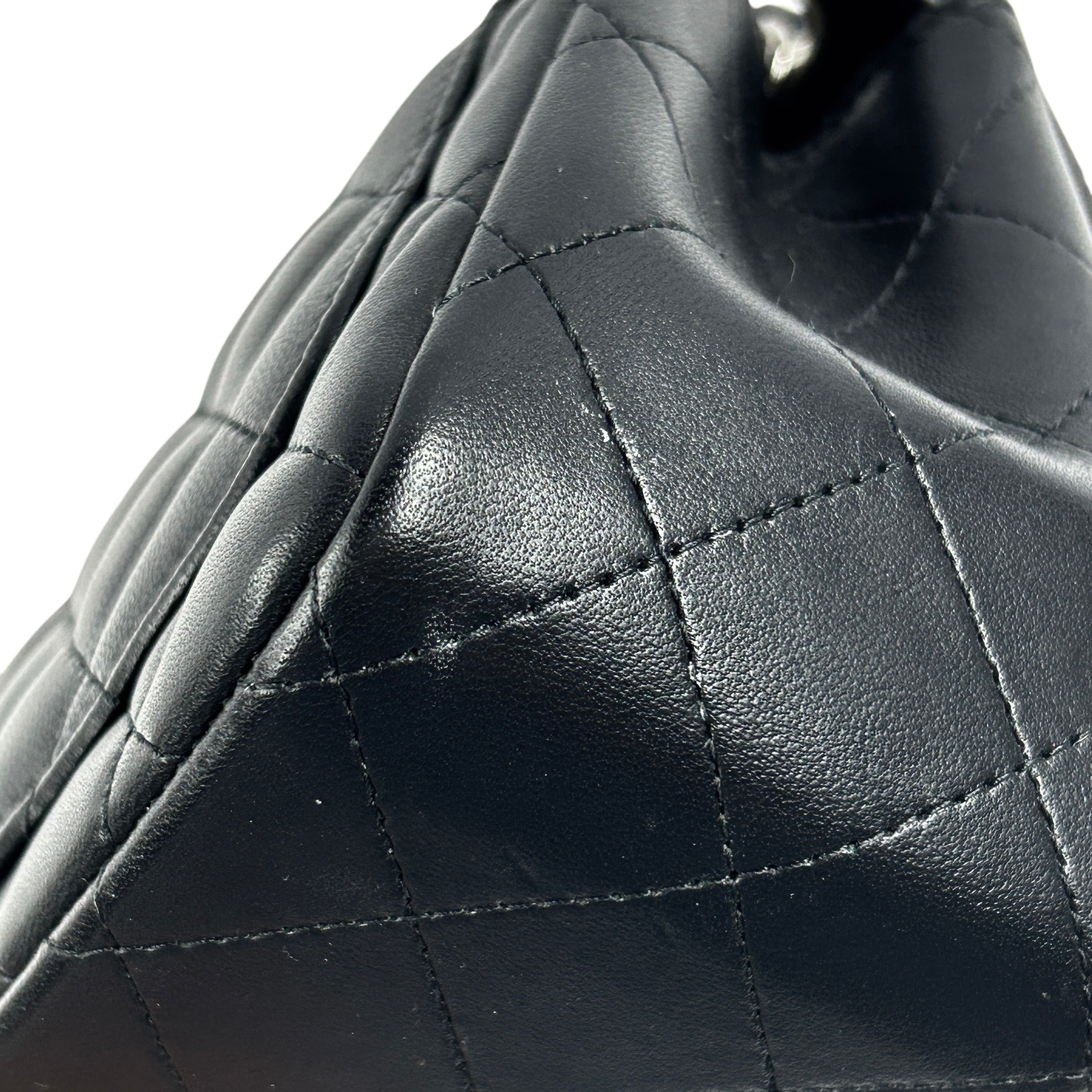 Black Quilted Lambskin Leather Classic Square Mini Flap Bag