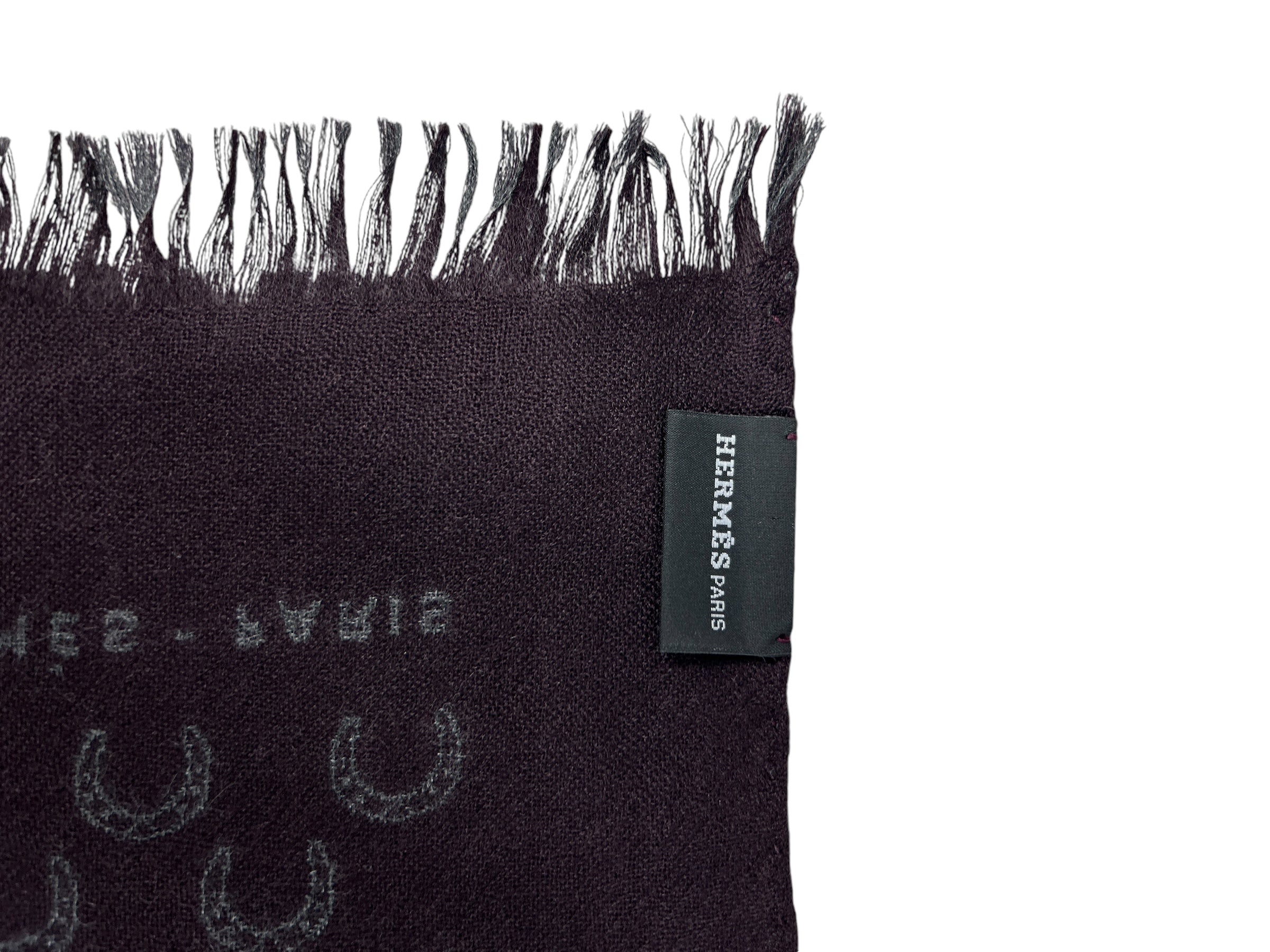 Grey/Burgundy Reversible Horse Shoe Pattern Cashmere/Silk Scarf