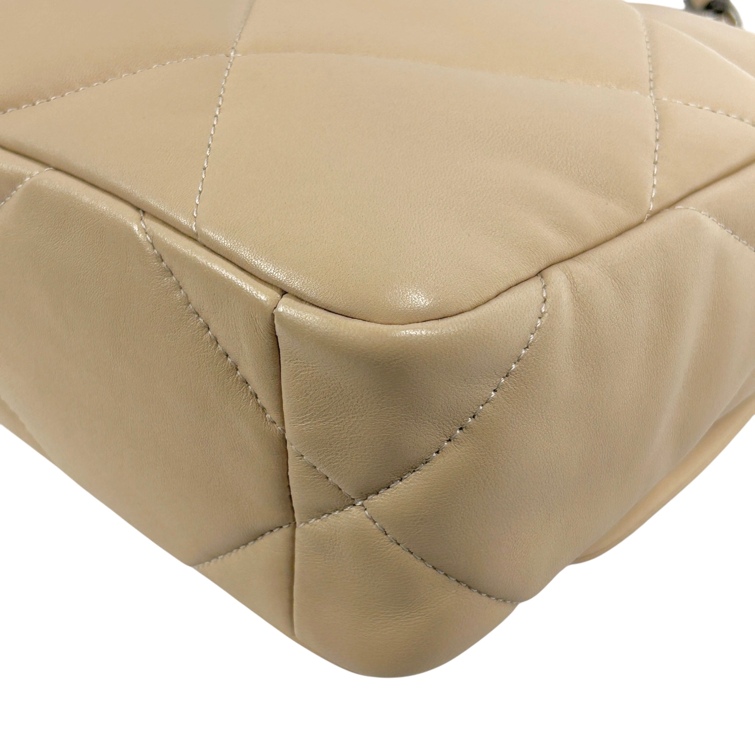 Beige Quilted Small 19 Flap w/ Mixed HW