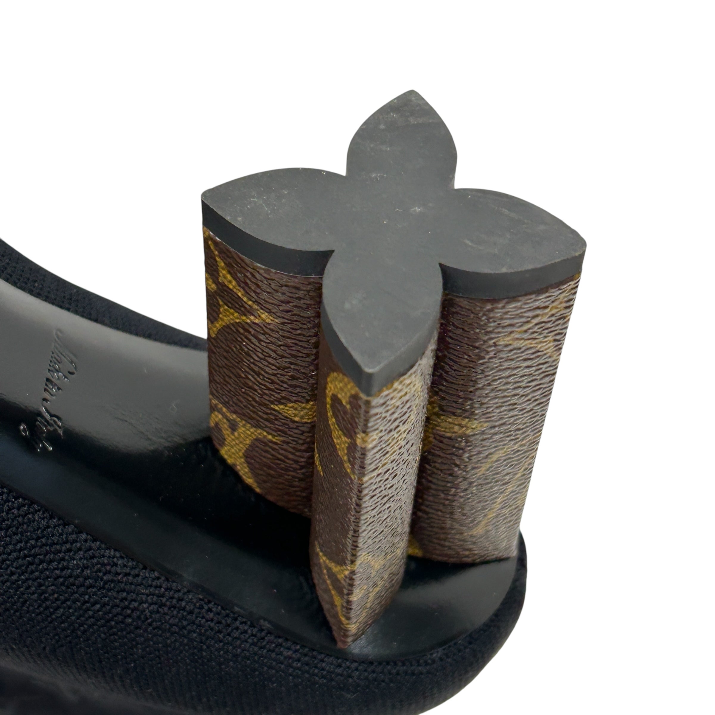 Black Silouette Ankle Boots w/Monogram Block Heel