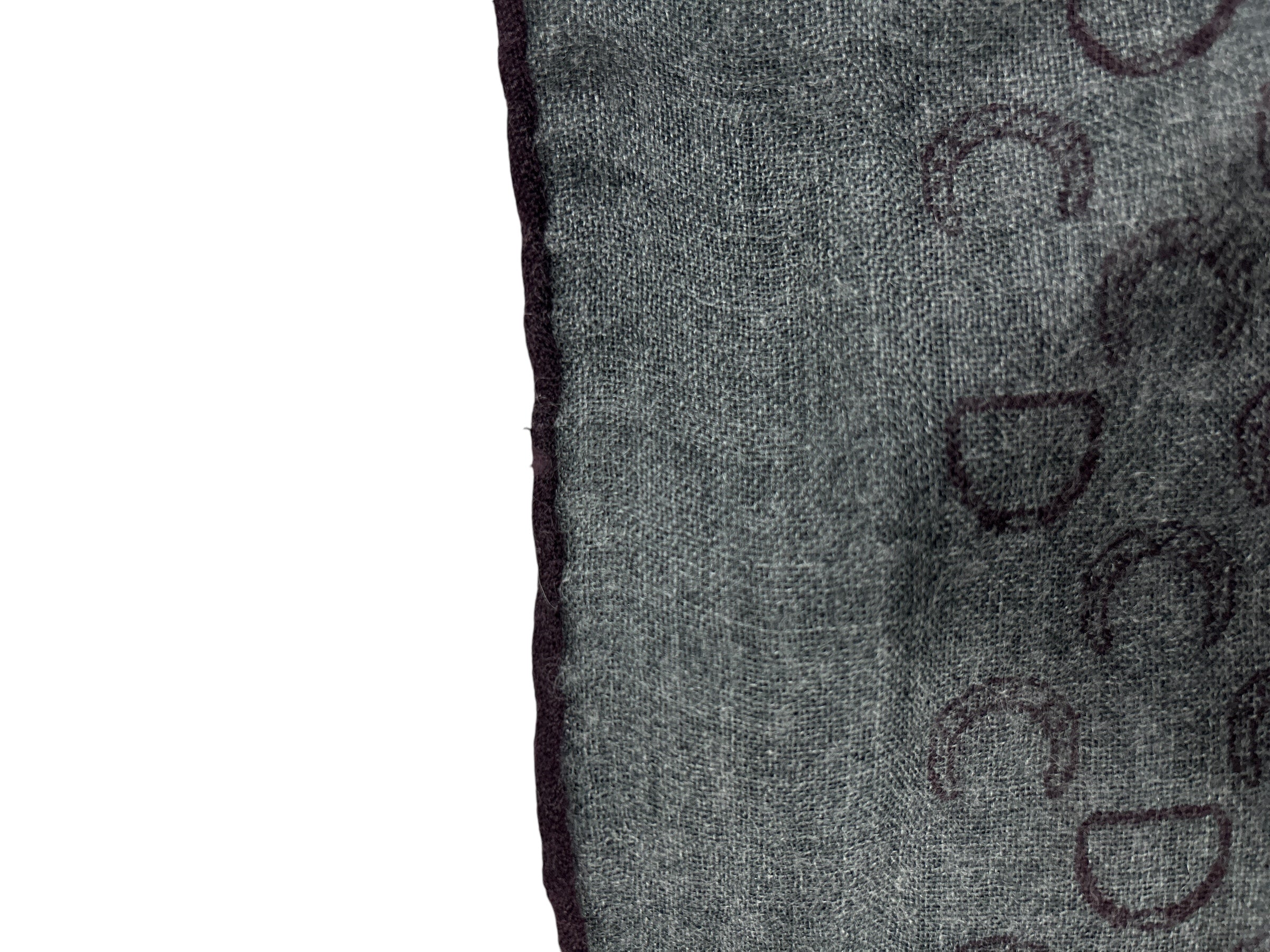 Grey/Burgundy Reversible Horse Shoe Pattern Cashmere/Silk Scarf