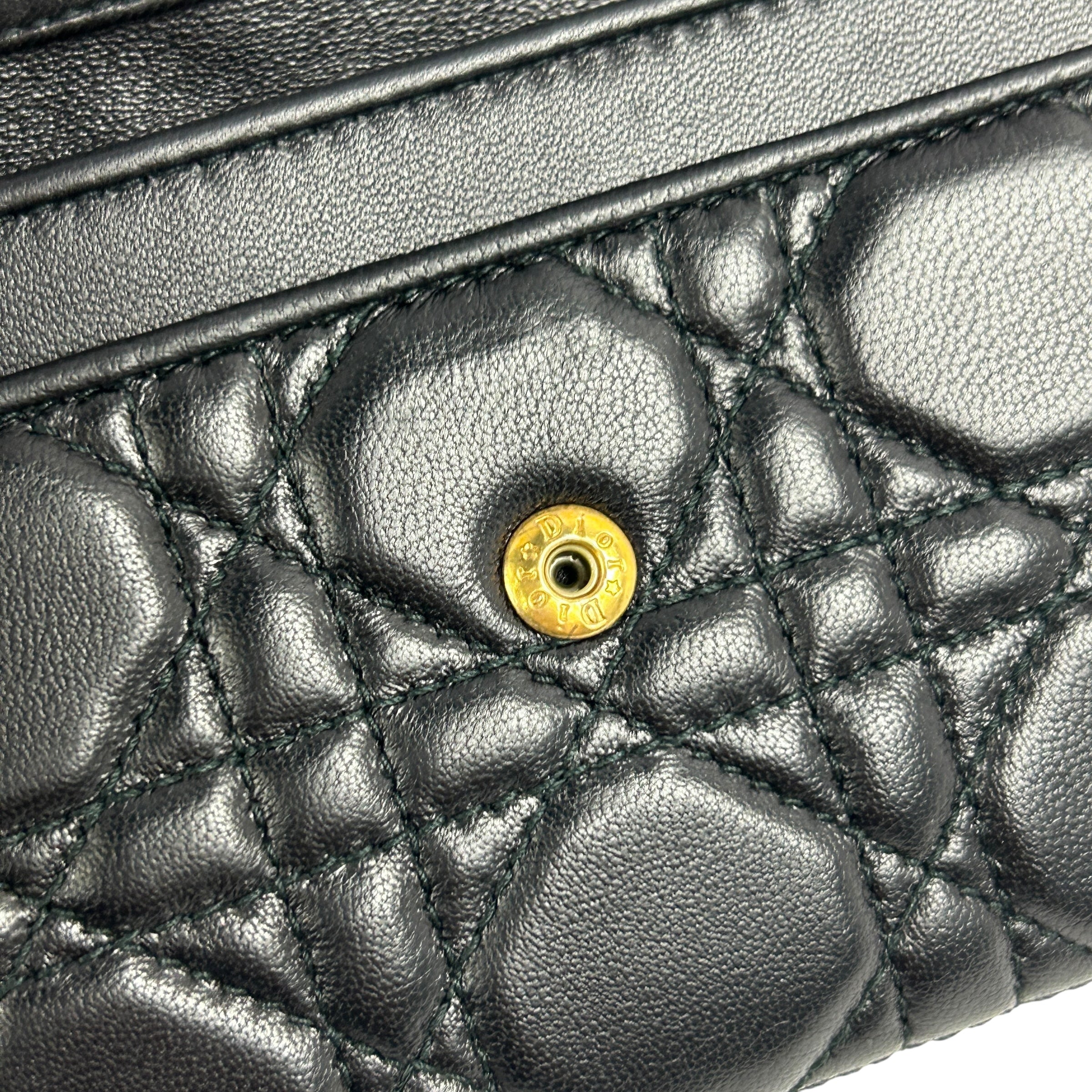 Black Quilted Cannage Leather Lady Dior Wallet