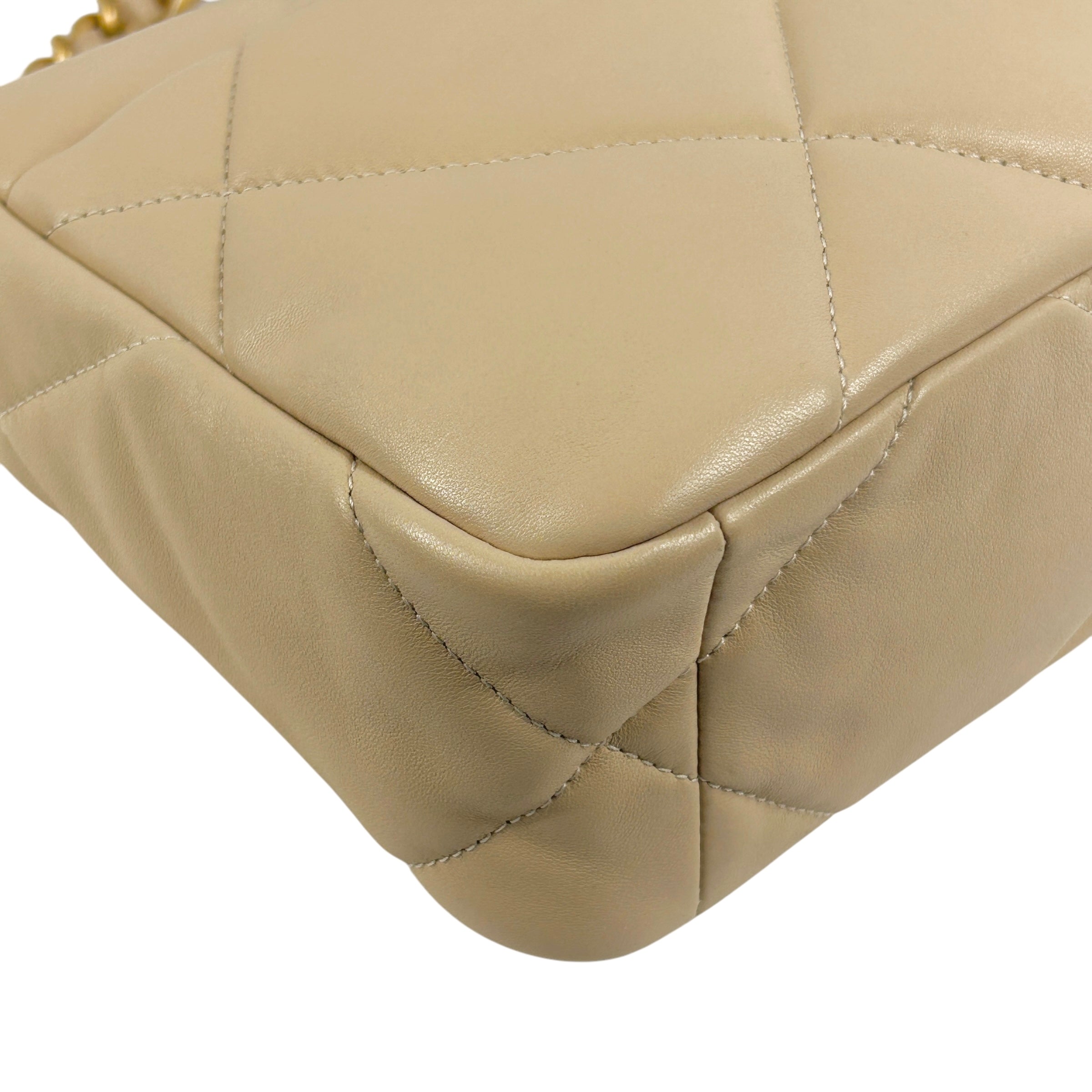 Beige Quilted Small 19 Flap w/ Mixed HW