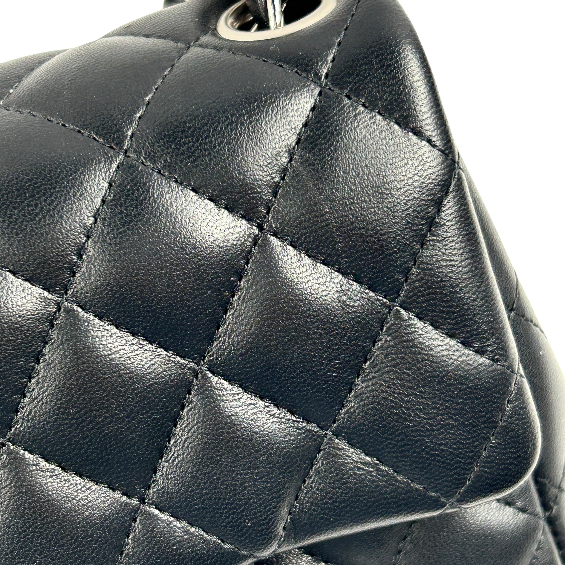 Black Quilted Lambskin Leather Classic Square Mini Flap Bag