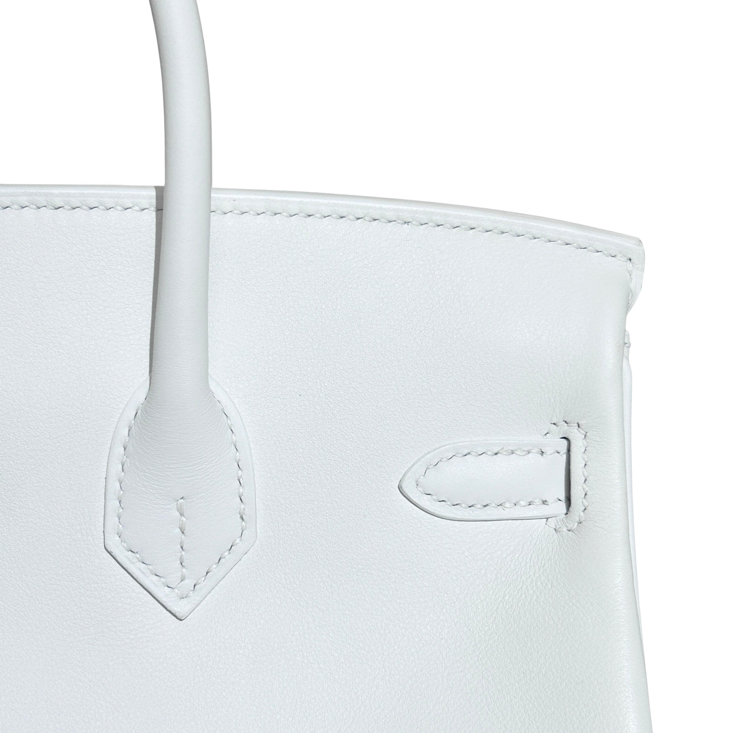 White Swift Leather 25 Birkin Bag w/GHW