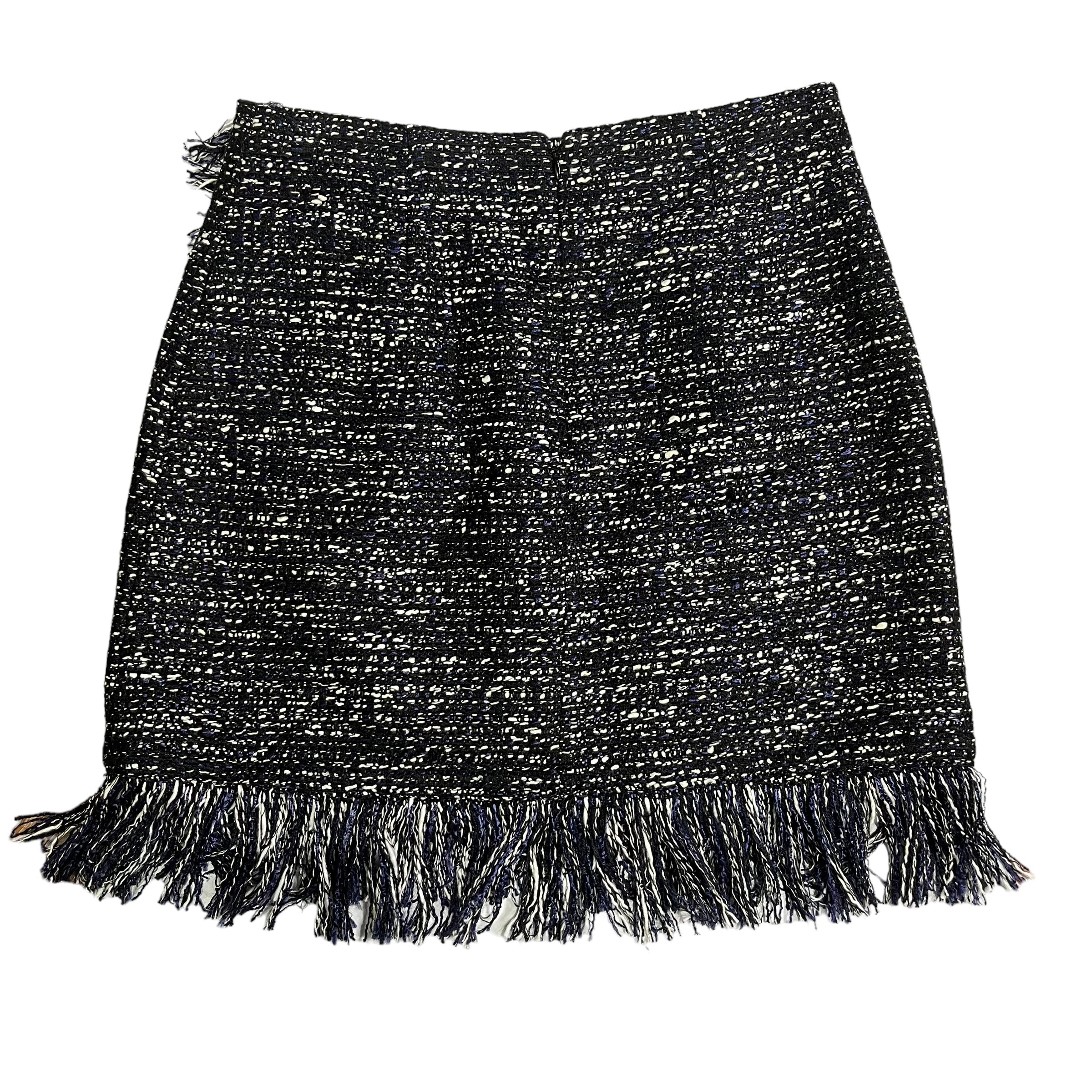 INTERMIX Tweed Navy/Black/White Button Side Skirt