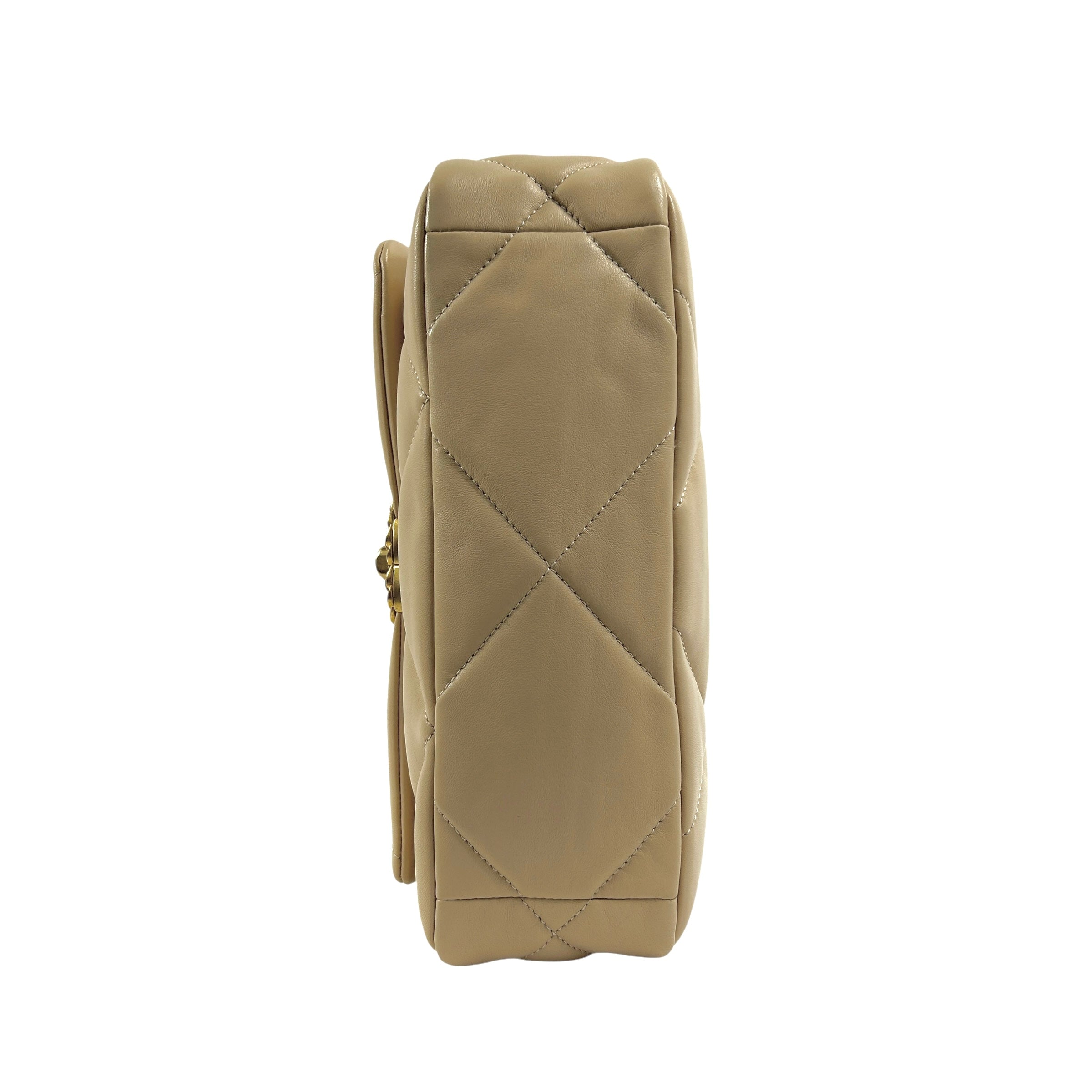 Beige Quilted Small 19 Flap w/ Mixed HW