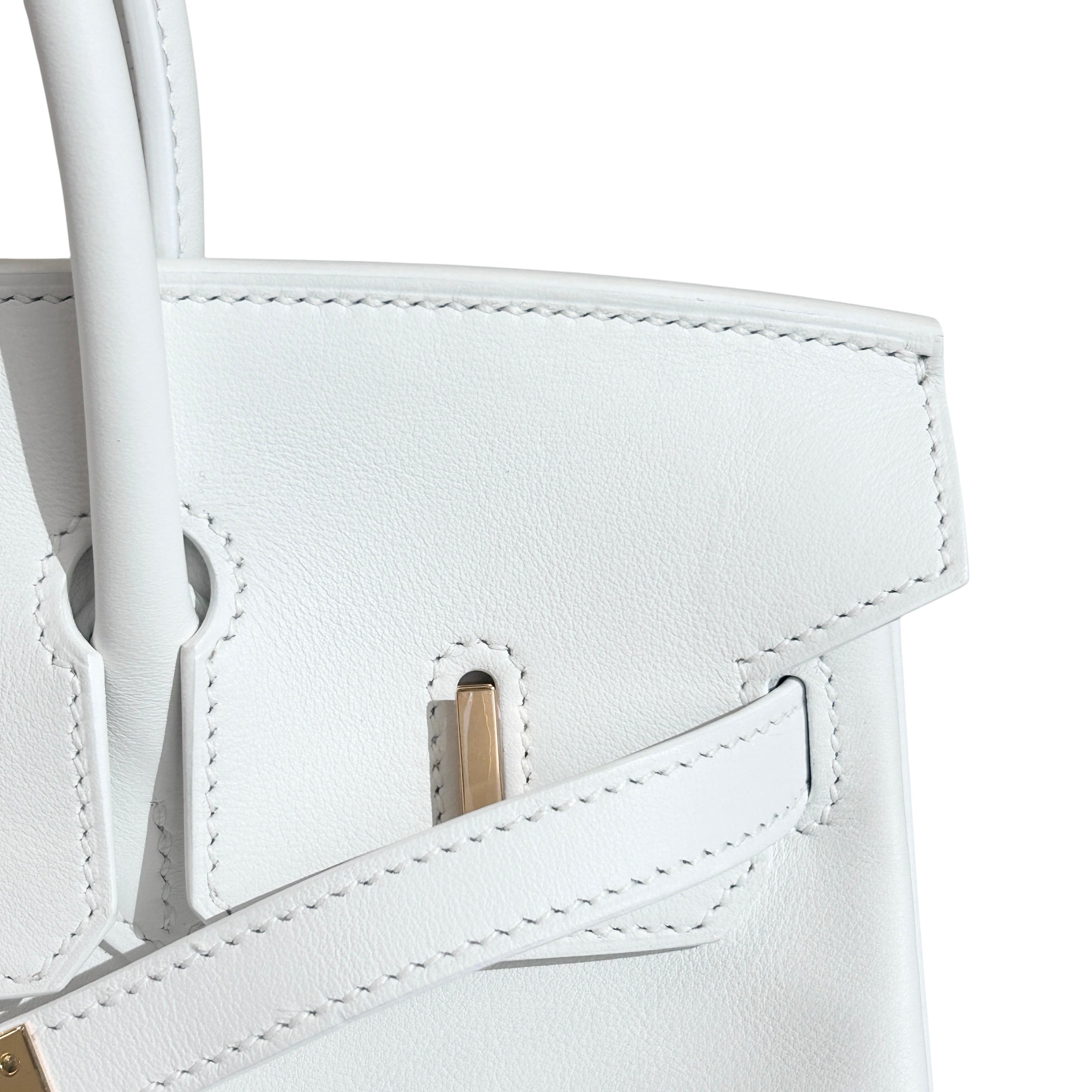 White Swift Leather 25 Birkin Bag w/GHW