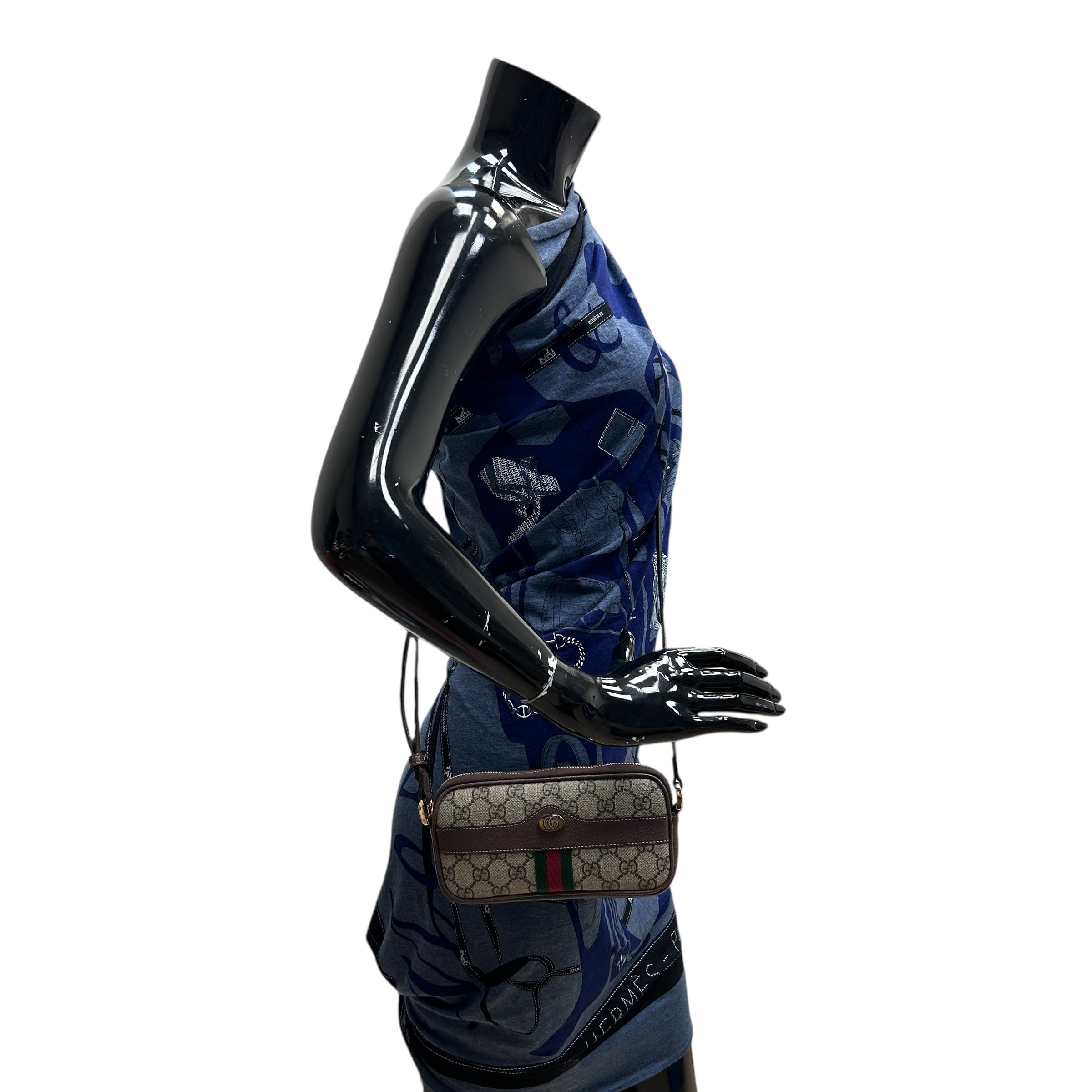 Beige/Ebony Supreme GG Coated Canvas Vintage Web Ophidia Mini Crossbody Bag w/GHW