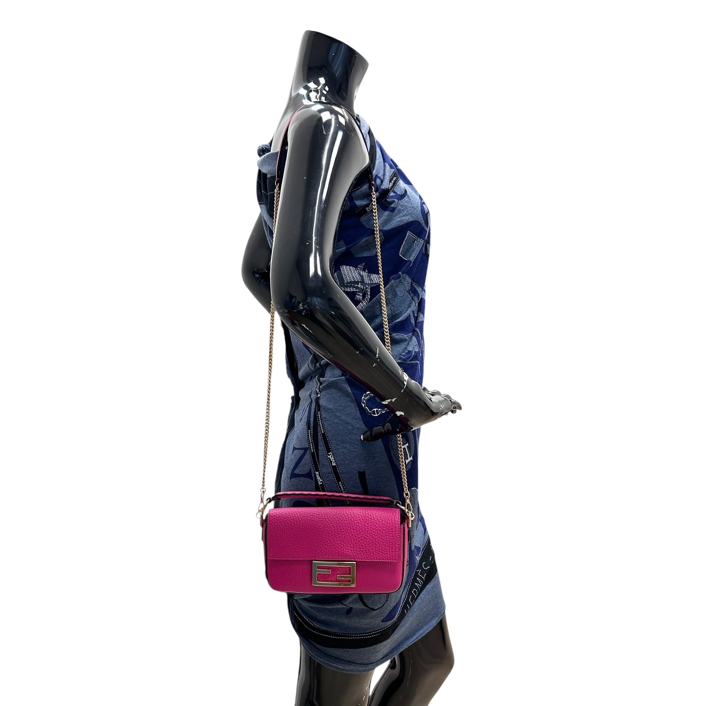 Fuchsia Leather Small Selleria Baguette Bag w/GHW