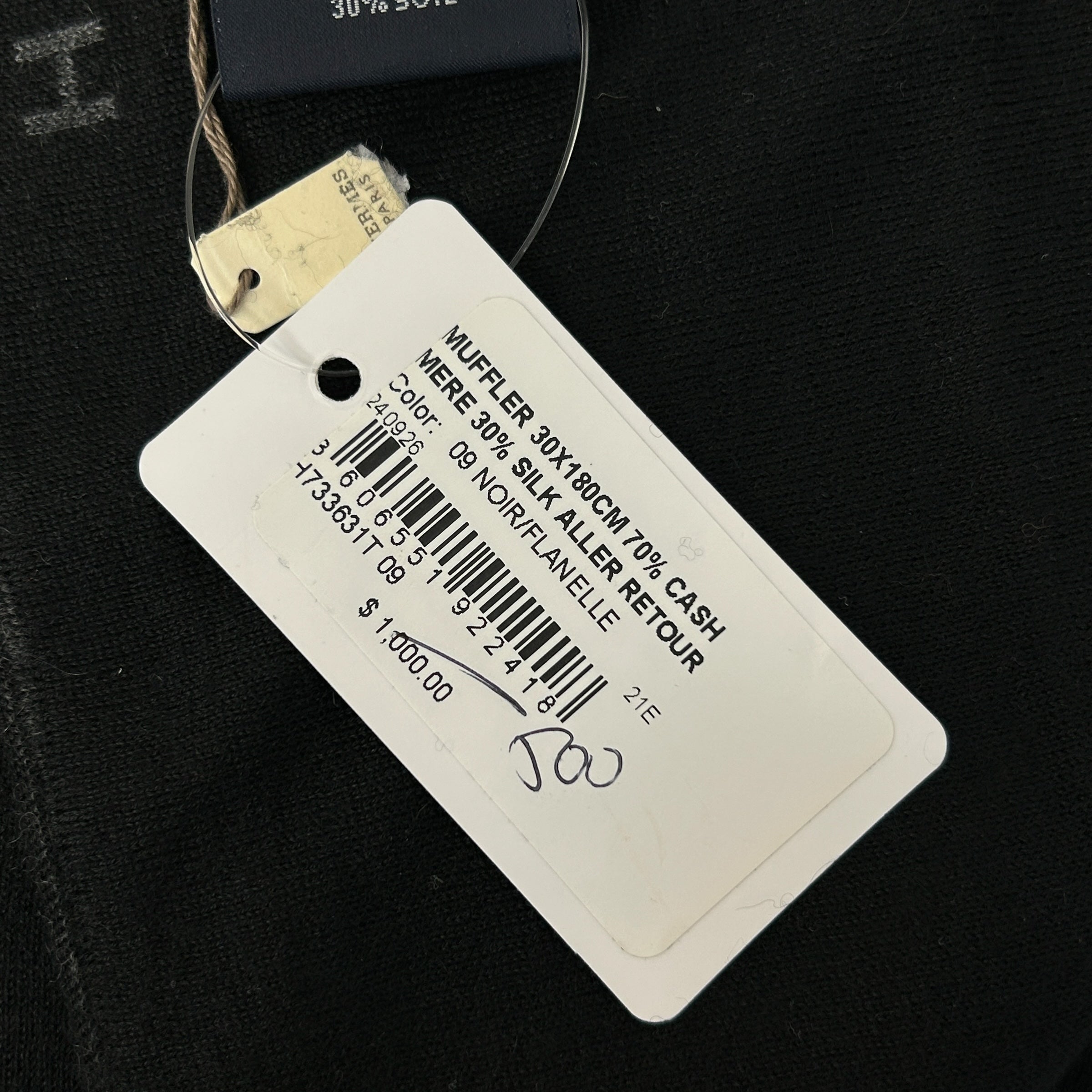 Black/Grey Cashmere/Silk Scarf