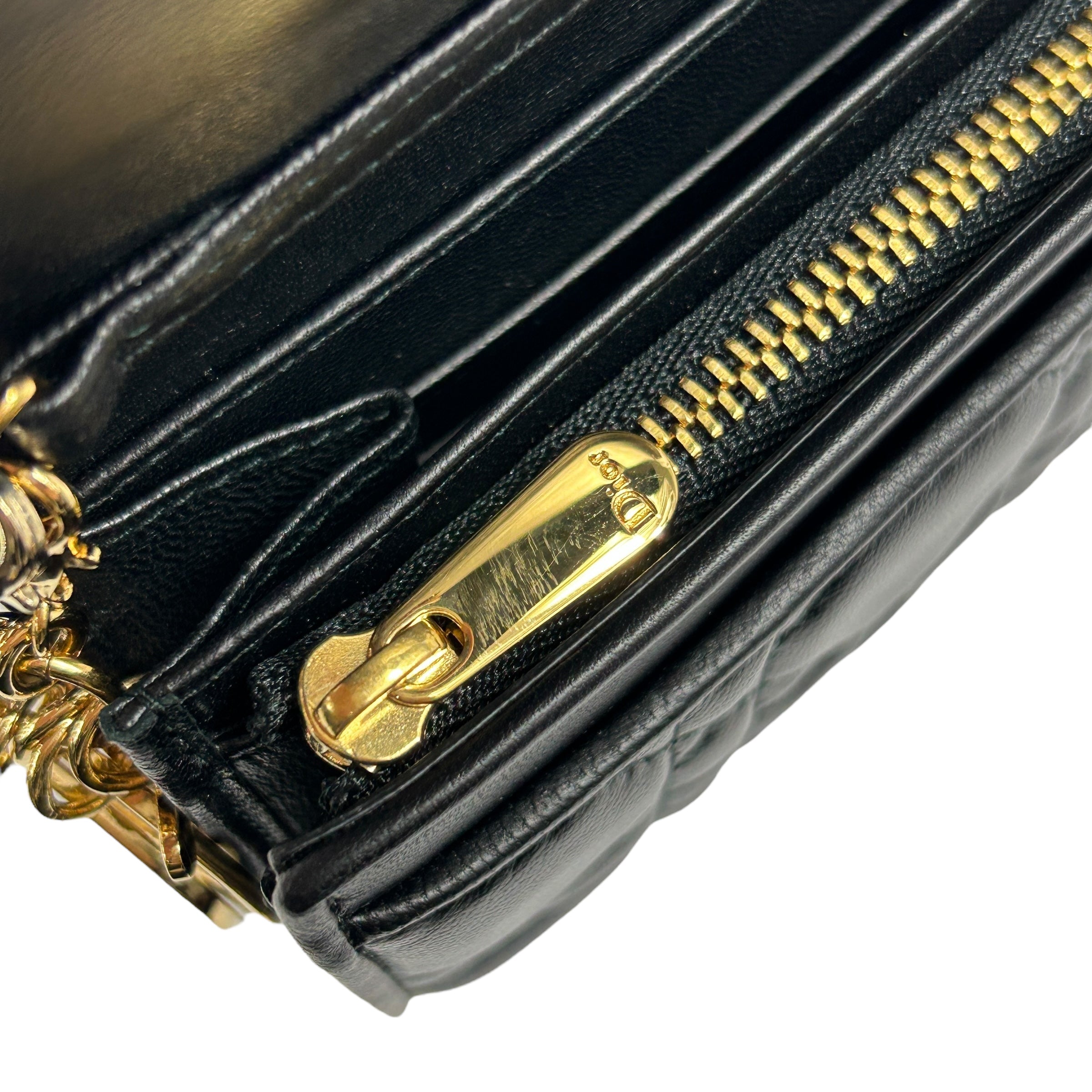 Black Quilted Cannage Leather Lady Dior Wallet