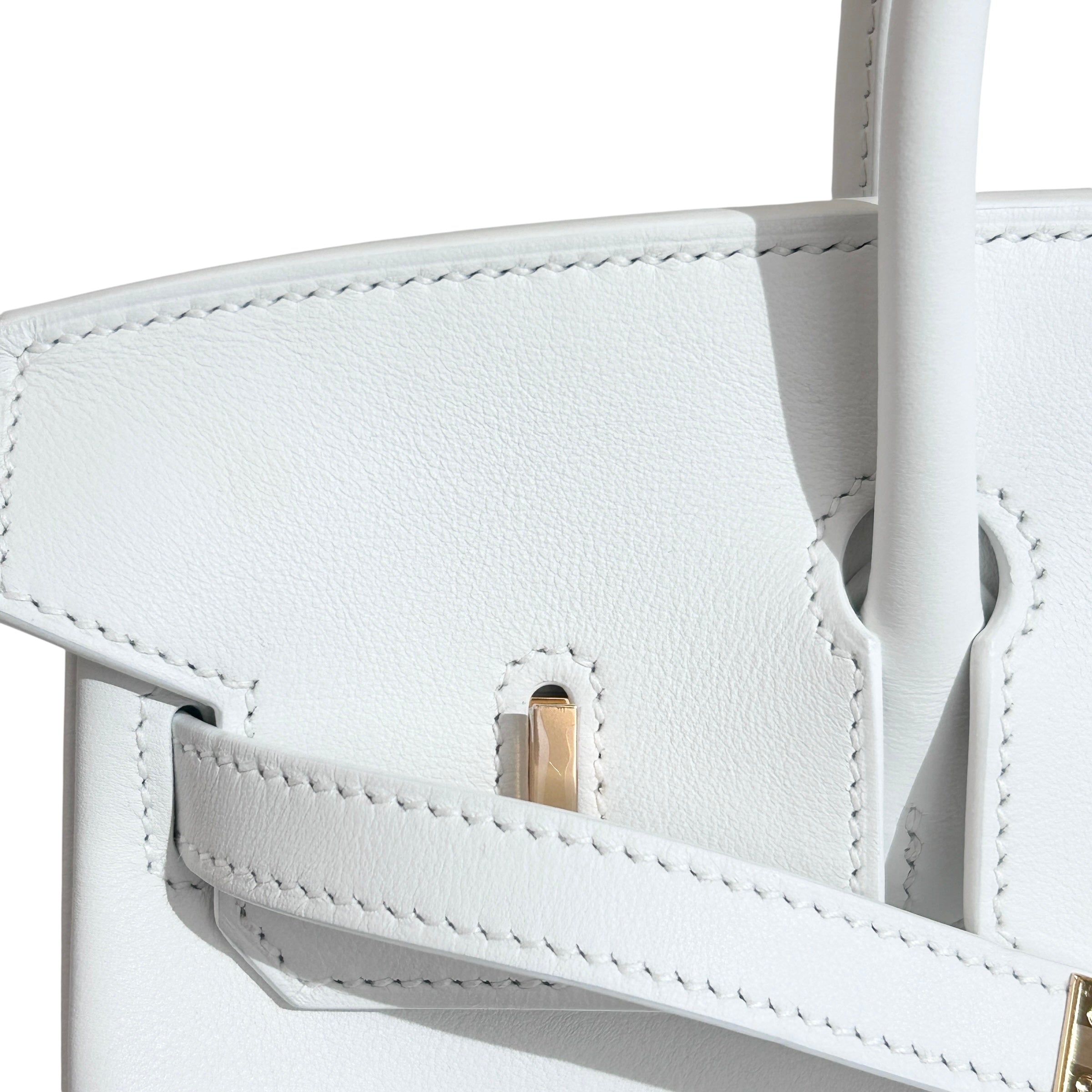 White Swift Leather 25 Birkin Bag w/GHW