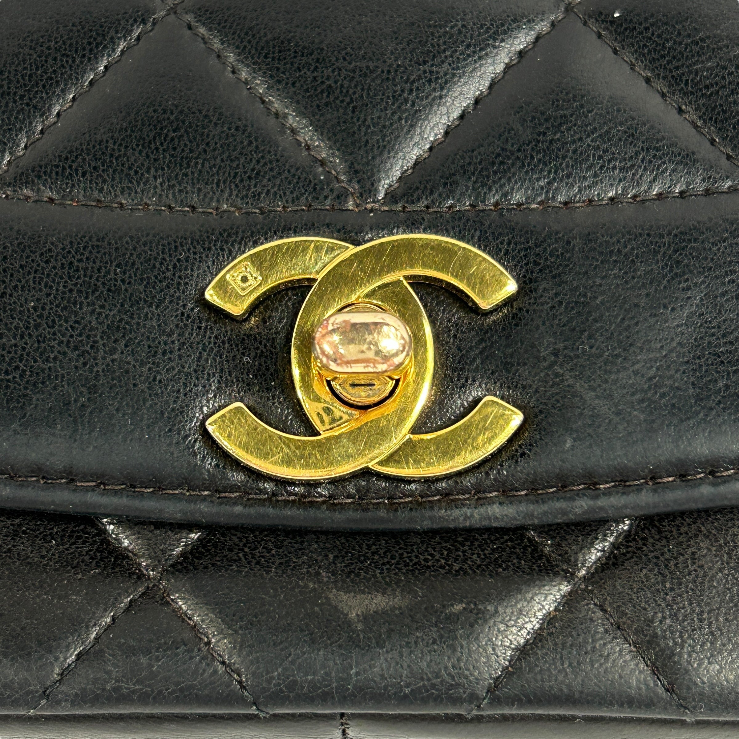 Vintage Lambskin Chocolate Brown Medium Diana Flap w/GHW