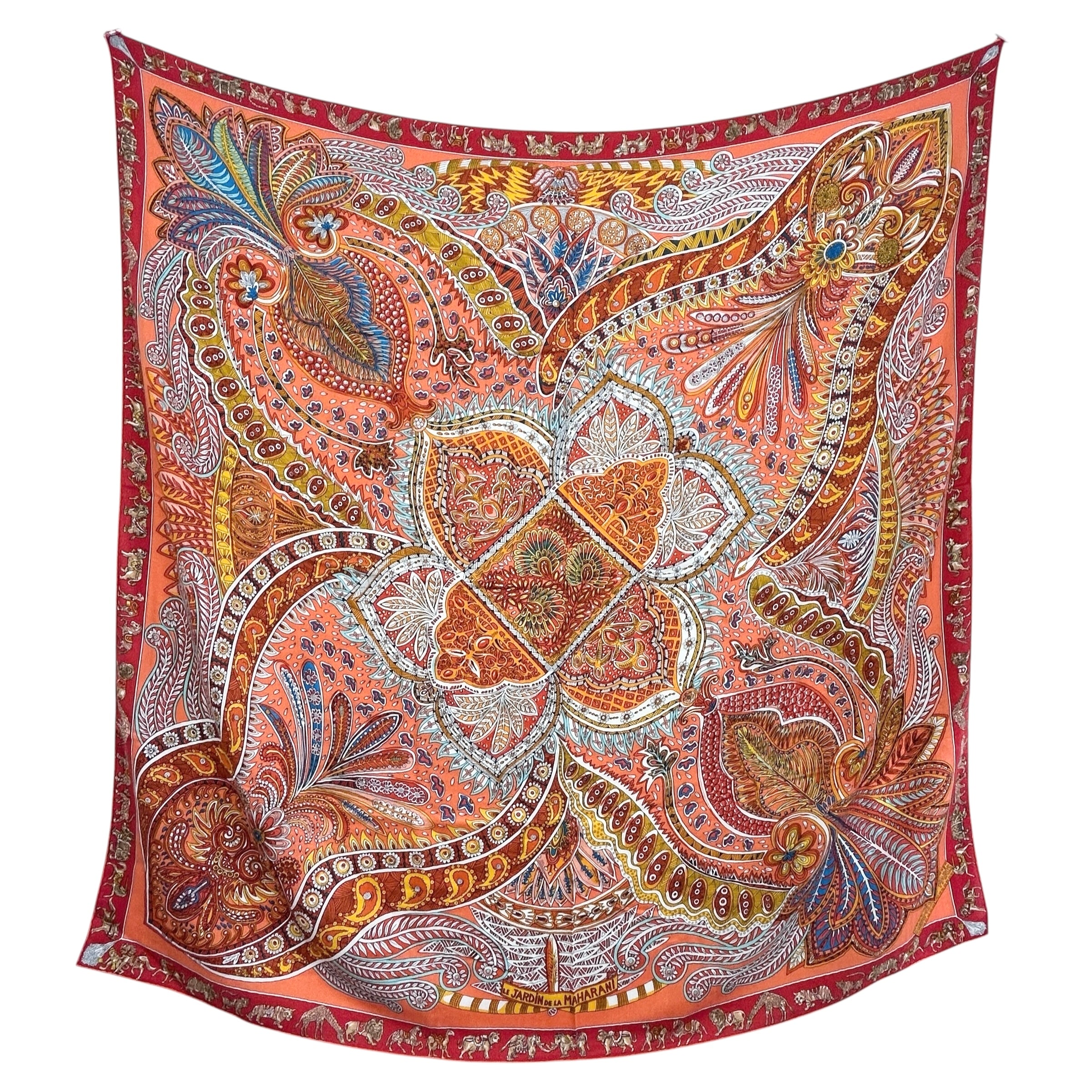 Orange/Red Jardin de la Maharani Cashmere Shawl