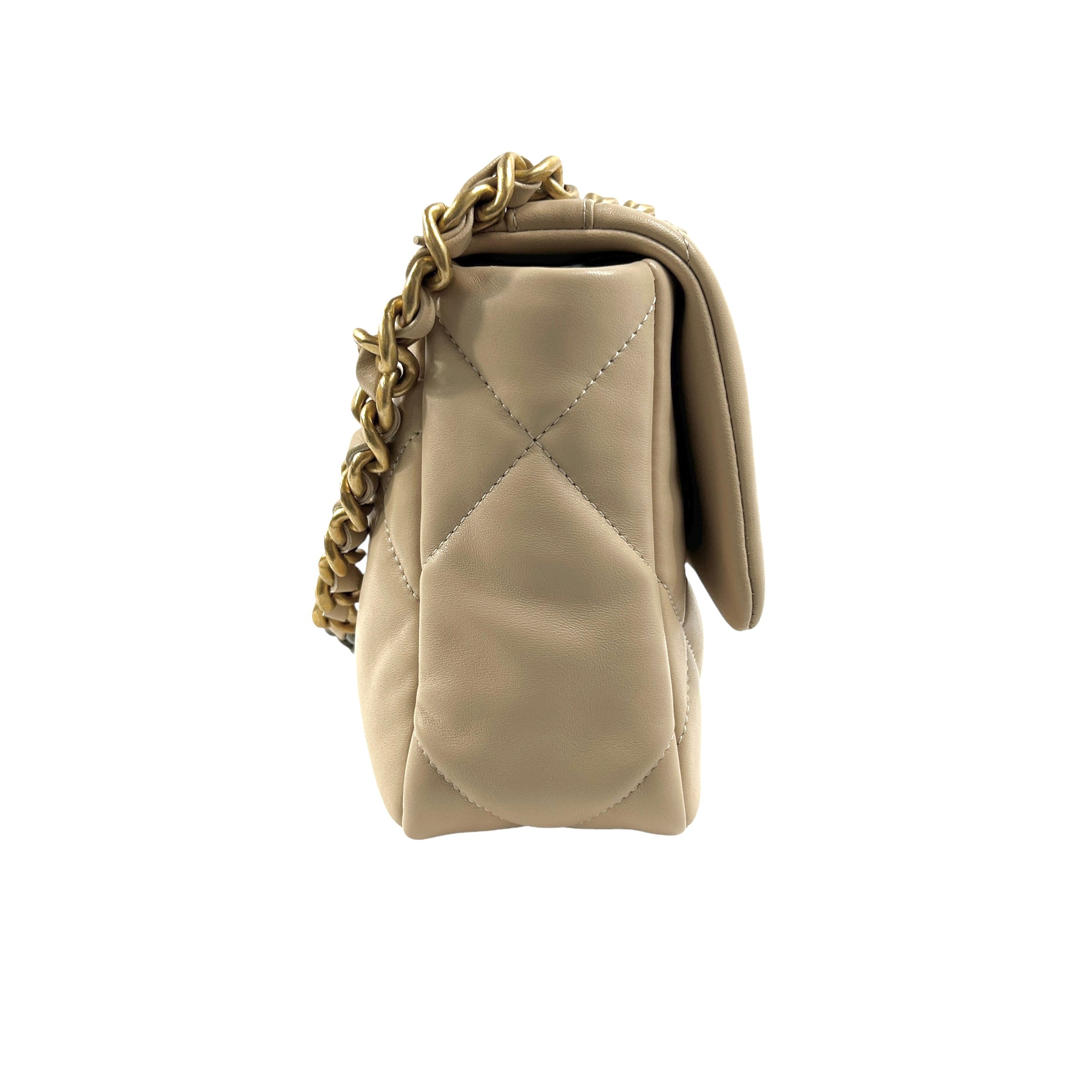 Beige Quilted Small 19 Flap w/ Mixed HW