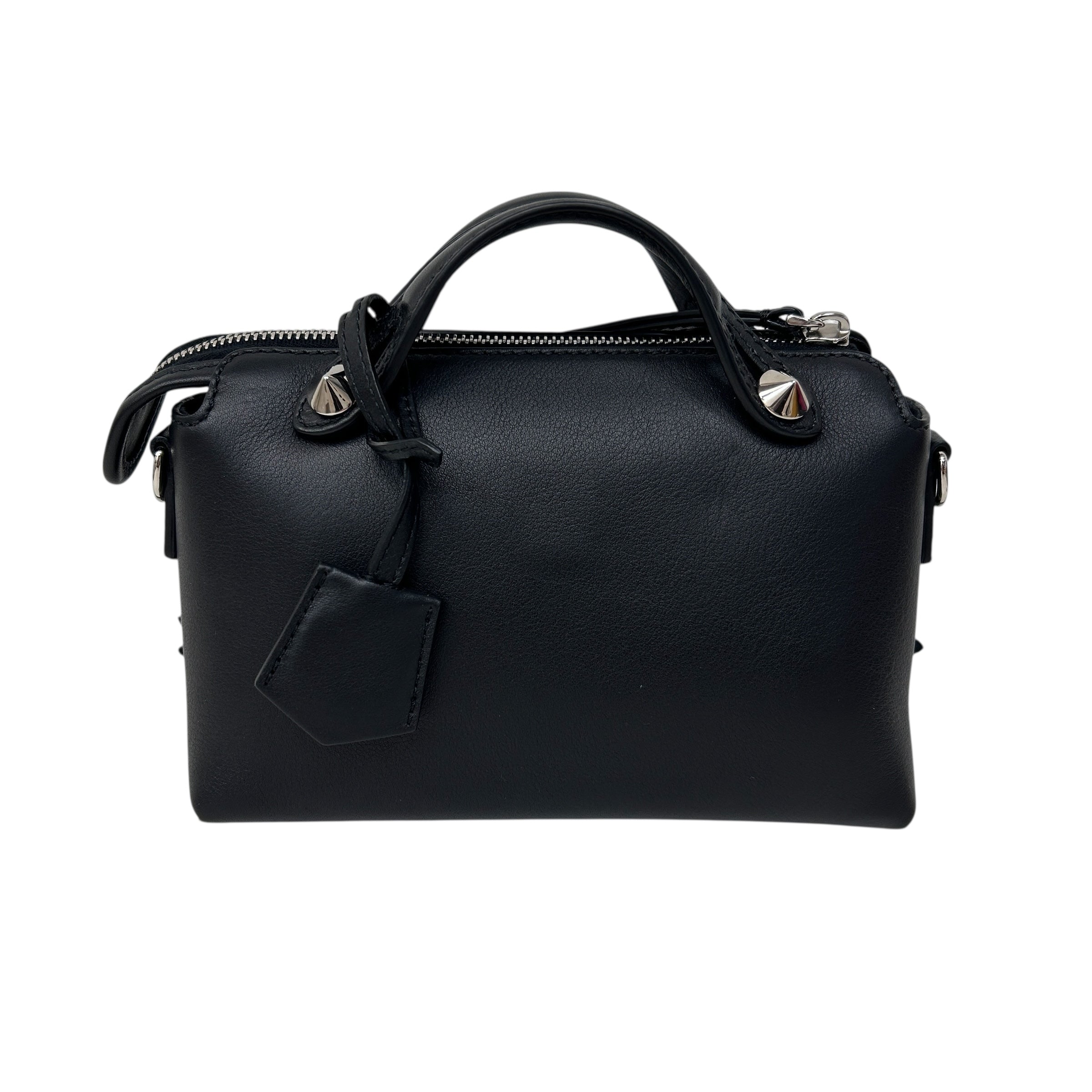 Black Leather Flower Studded Mini By the Way Bag w/SHW