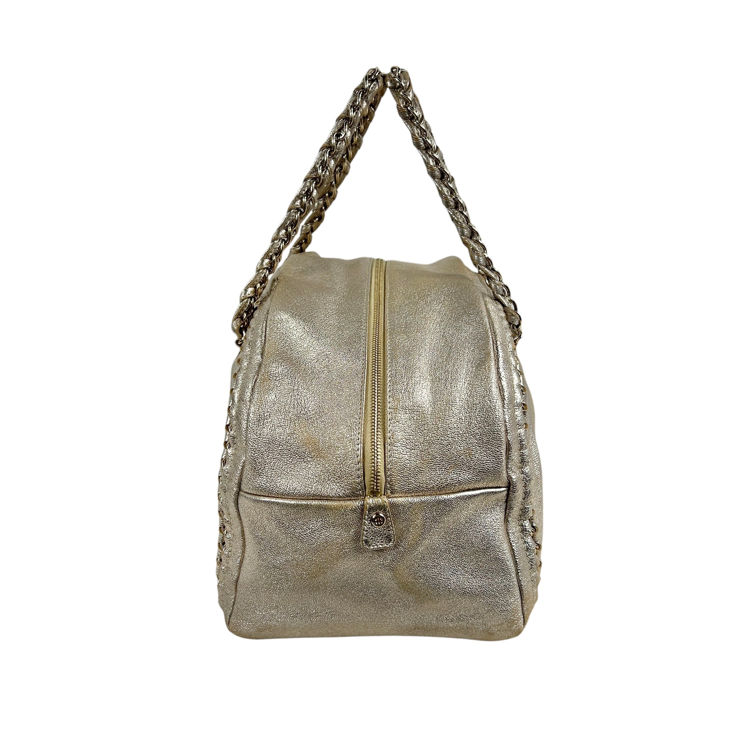 Vintage Metallic Gold Luxe Ligne Bowler Bag w/GHW