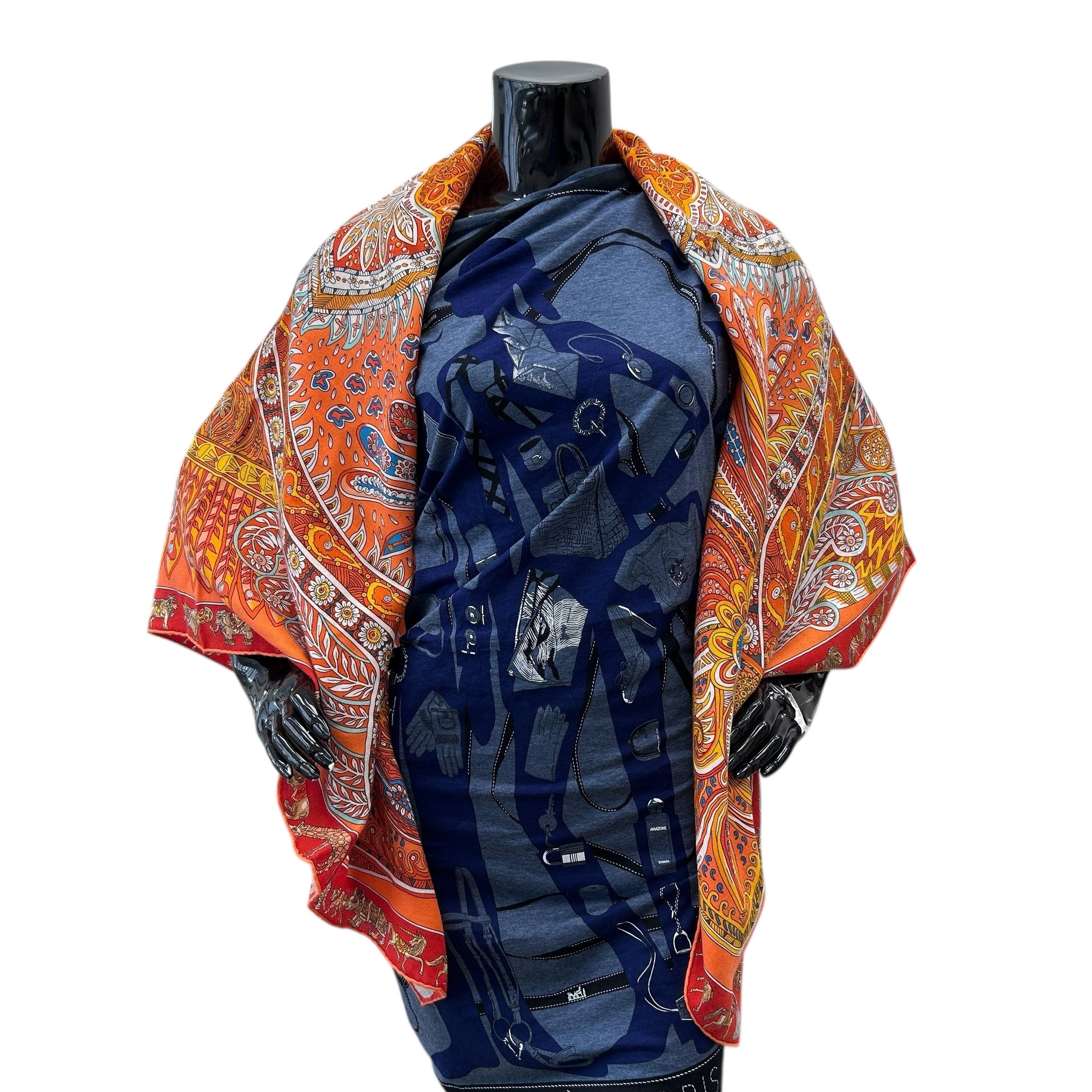 Orange/Red Jardin de la Maharani Cashmere Shawl