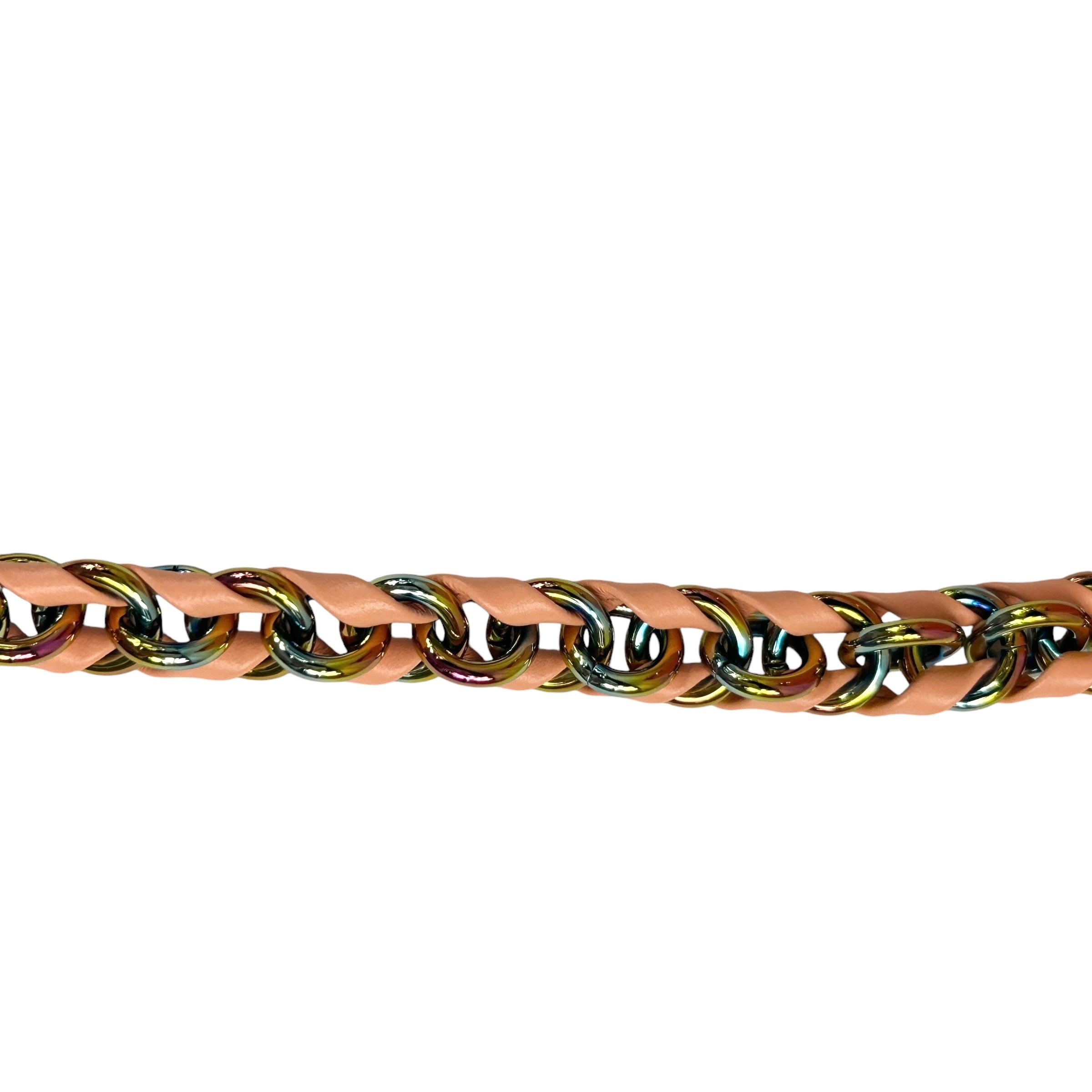 Apricot Taurillon Capucines Mini w/Intertwined Rainbow Chain Strap